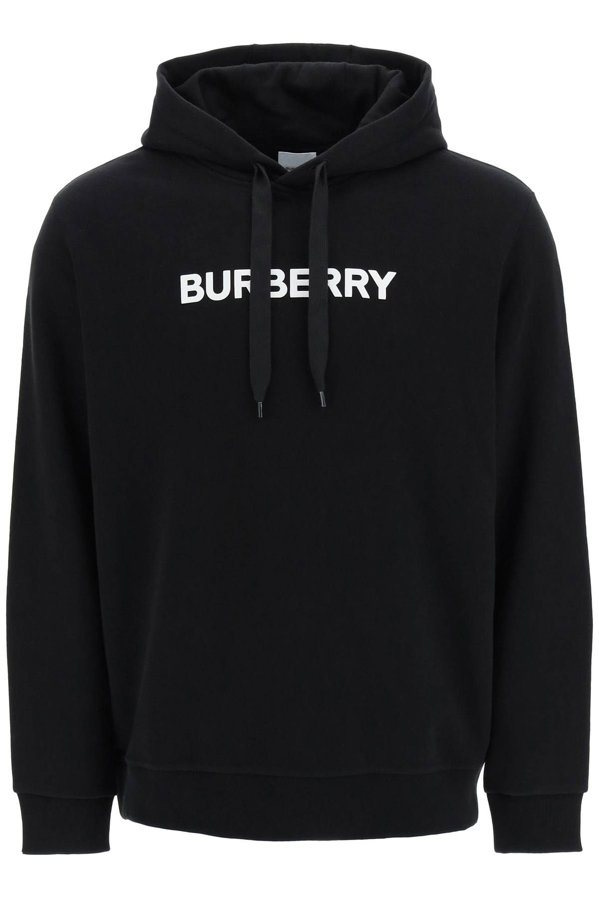 Shop Burberry Logo Hoodie In Black