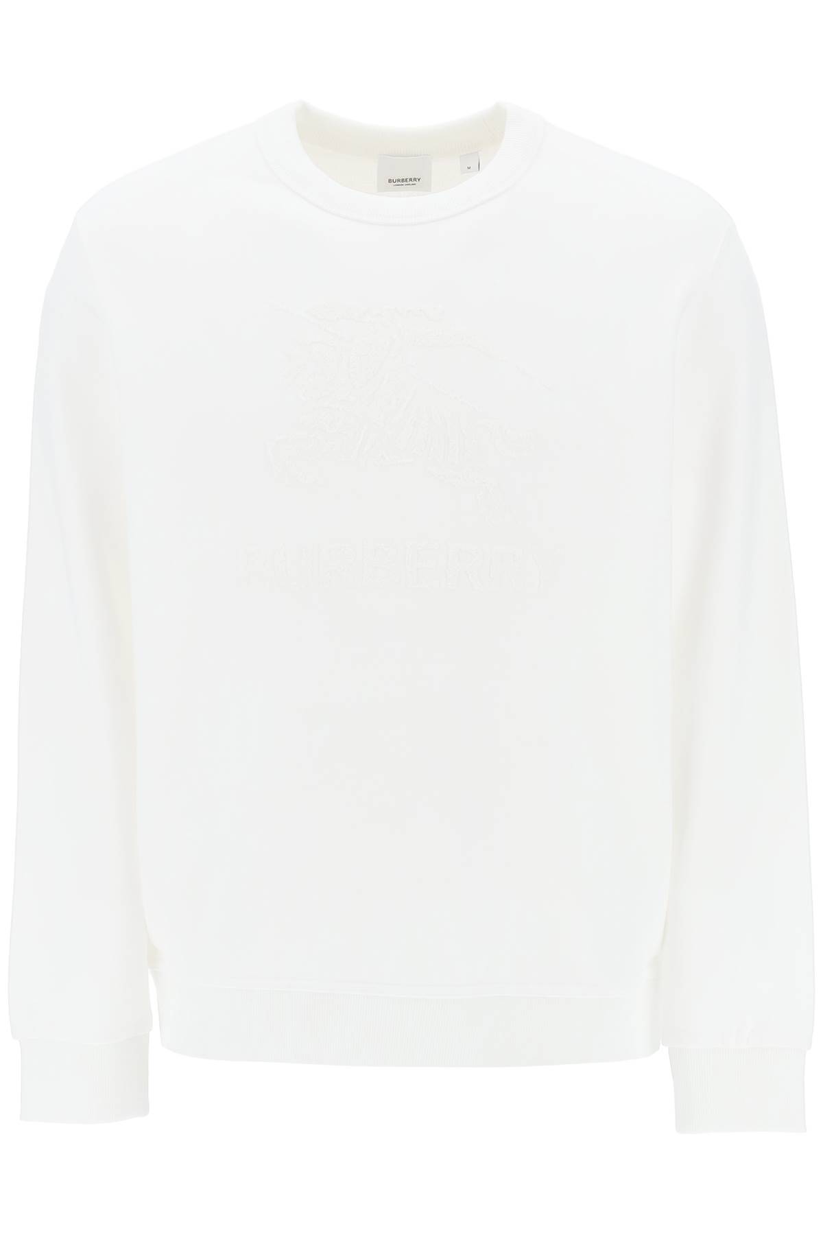 Shop Burberry 'rayner' Crew-neck Sweatshirt With Equestrian Knight In White