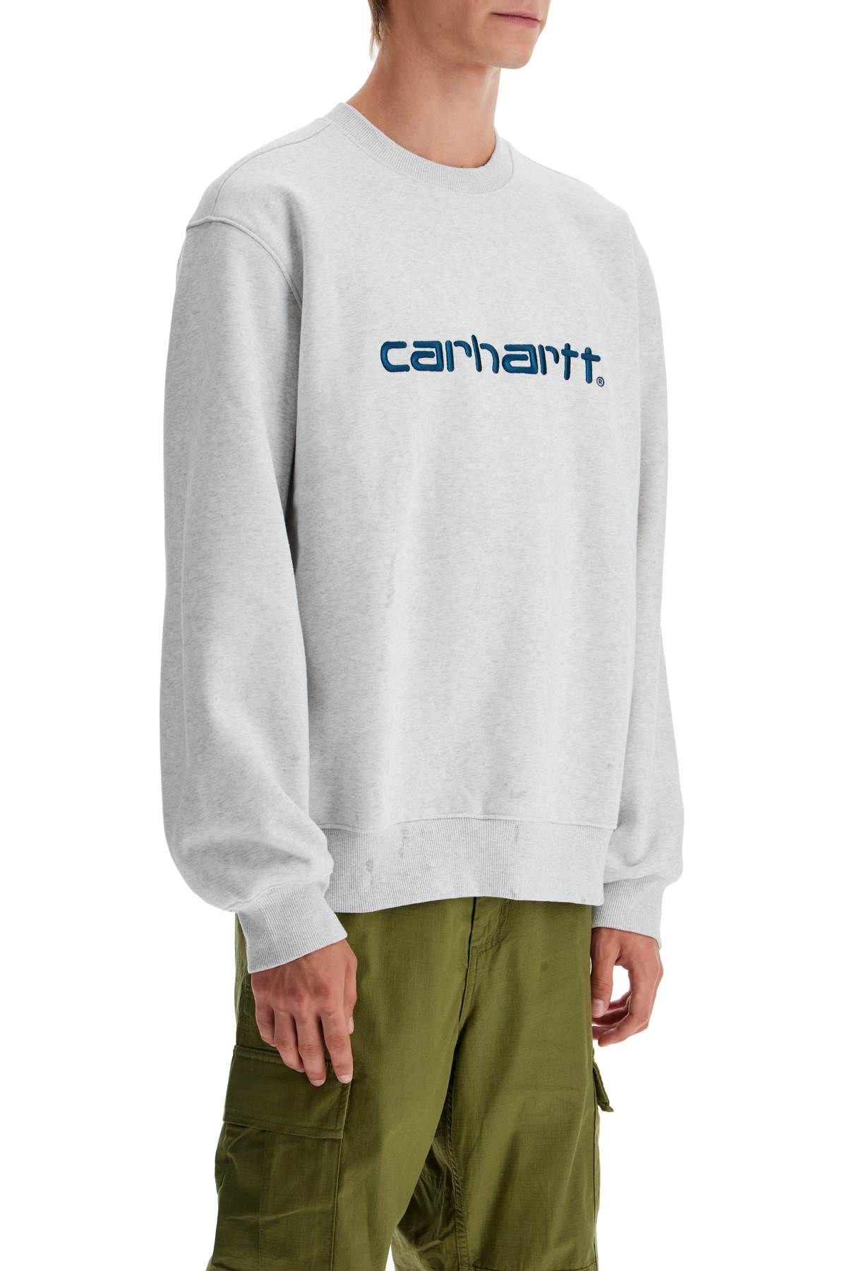 Shop Carhartt Embroidered Logo Sweatshirt In Grey