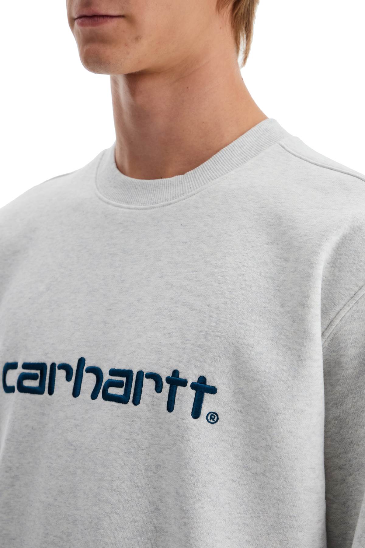 Shop Carhartt Embroidered Logo Sweatshirt In Grey