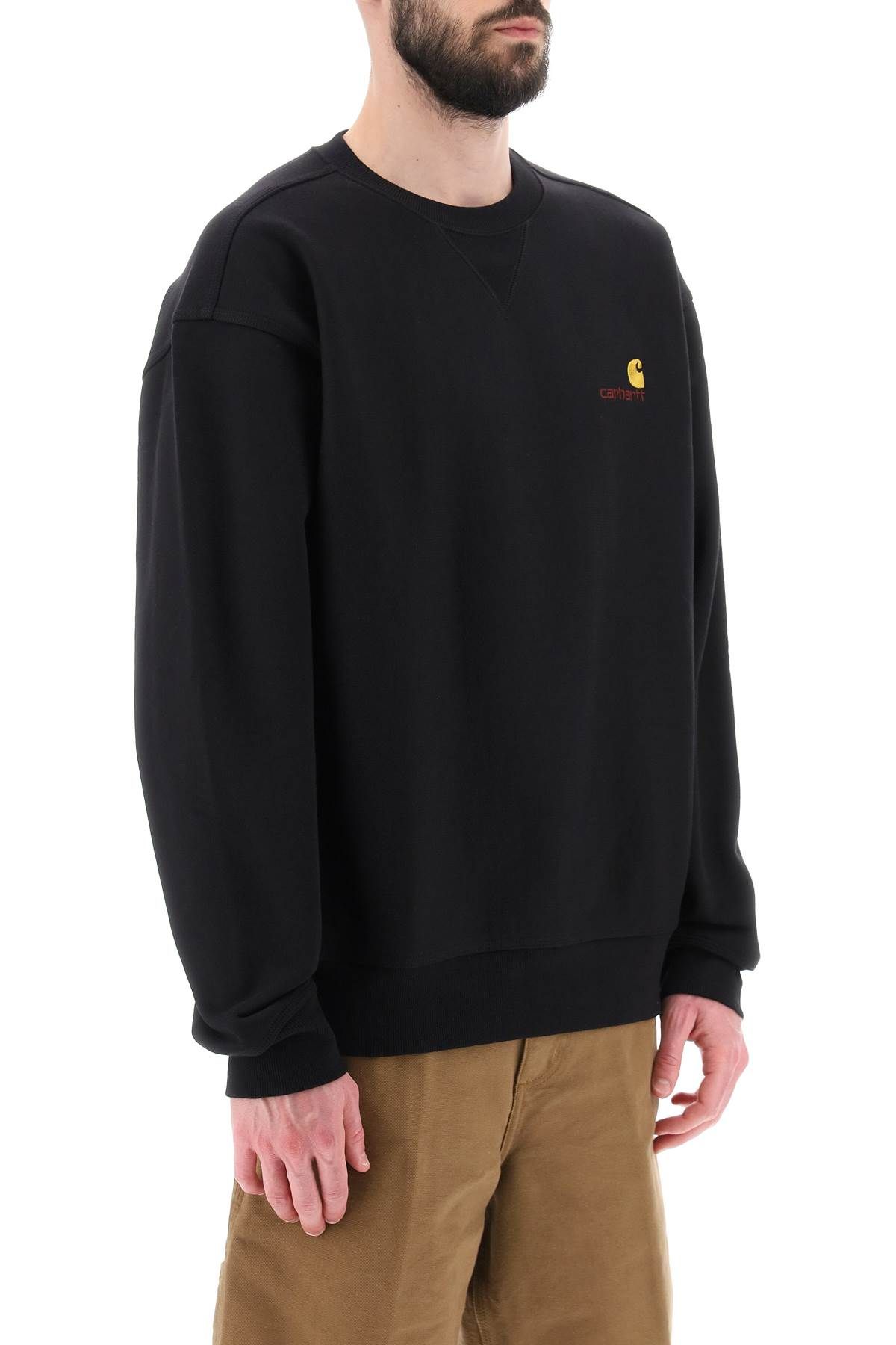 Shop Carhartt American Script Crewneck Sweatshirt In Black