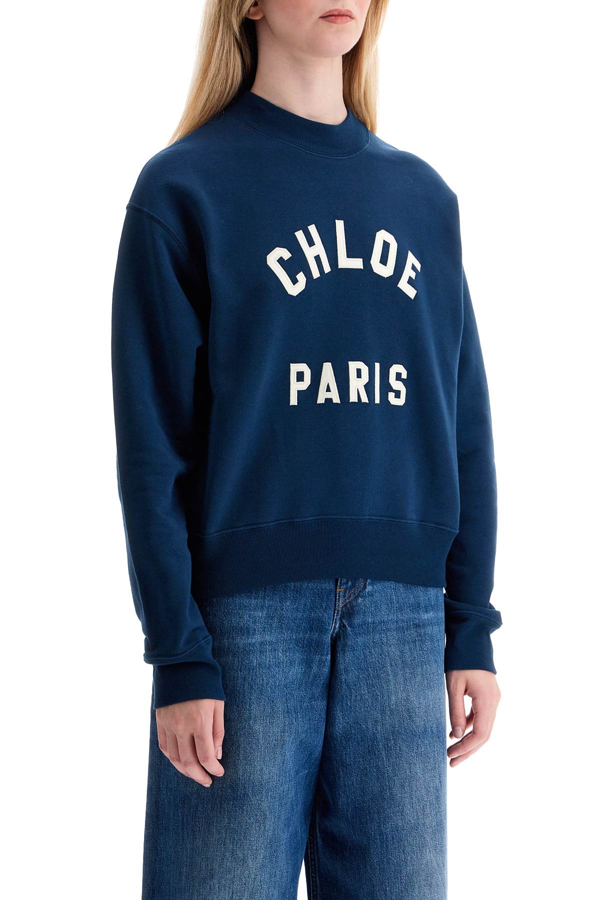 Shop Chloé "embroidered Logo Lettering In Blue