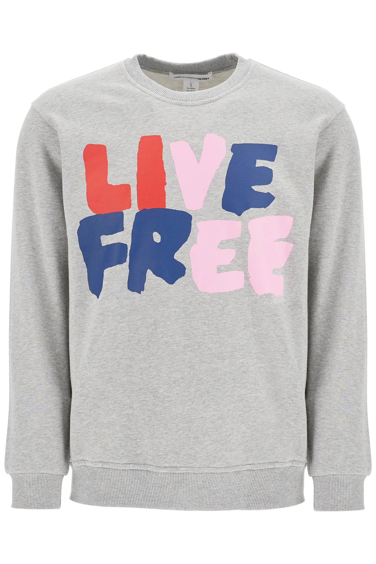 Shop Comme Des Garçons Shirt Live Free Hooded Sweat In Grey