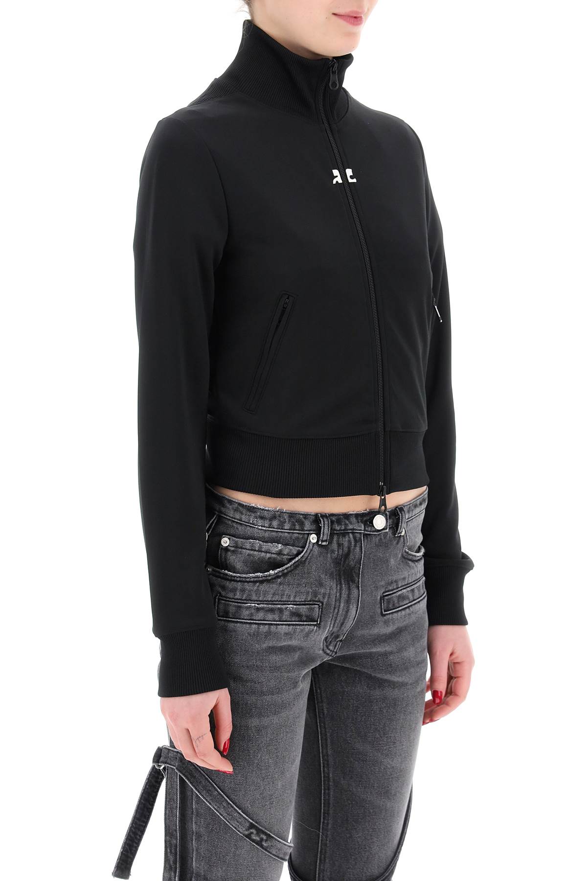 Shop Courrèges Interlock Jersey Track Jacket For Athletic In Black