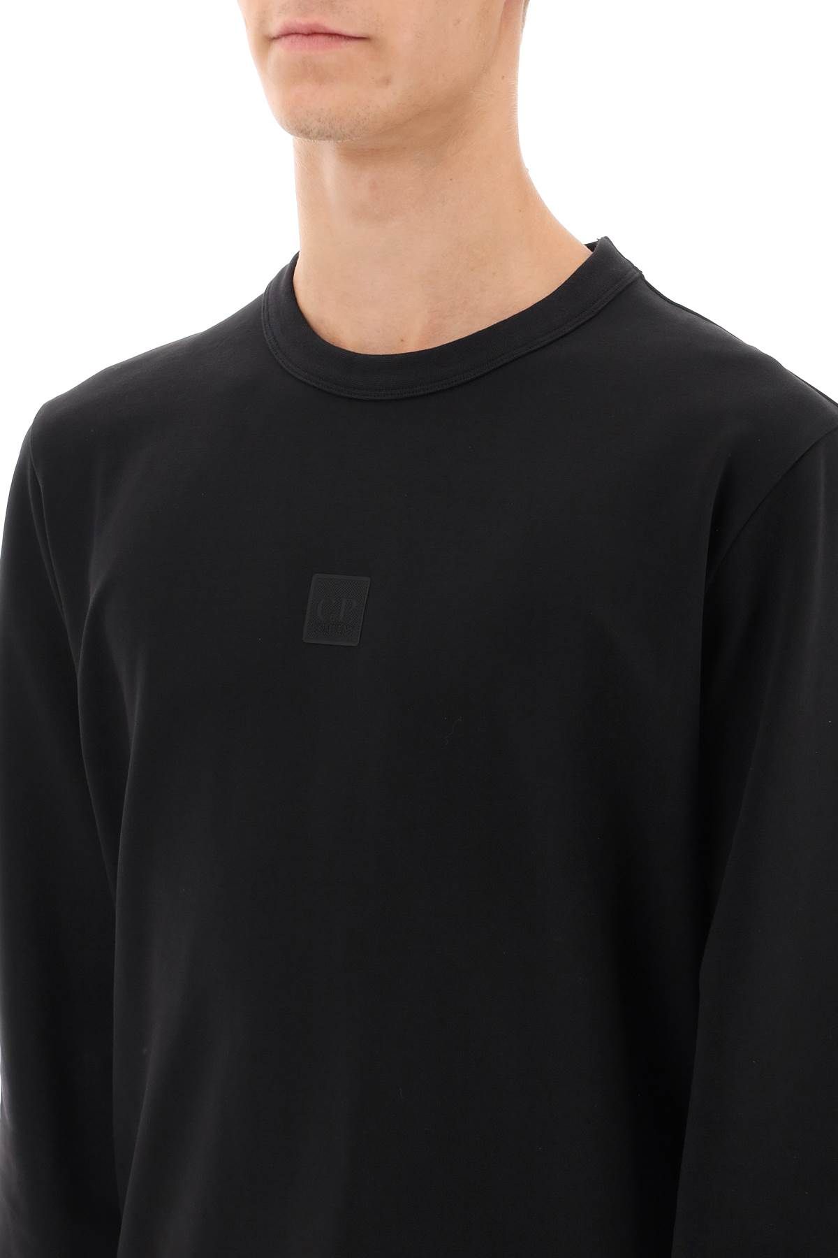 Shop C.p. Company Crew-neck Sweatshirt With Logo Badge In Black