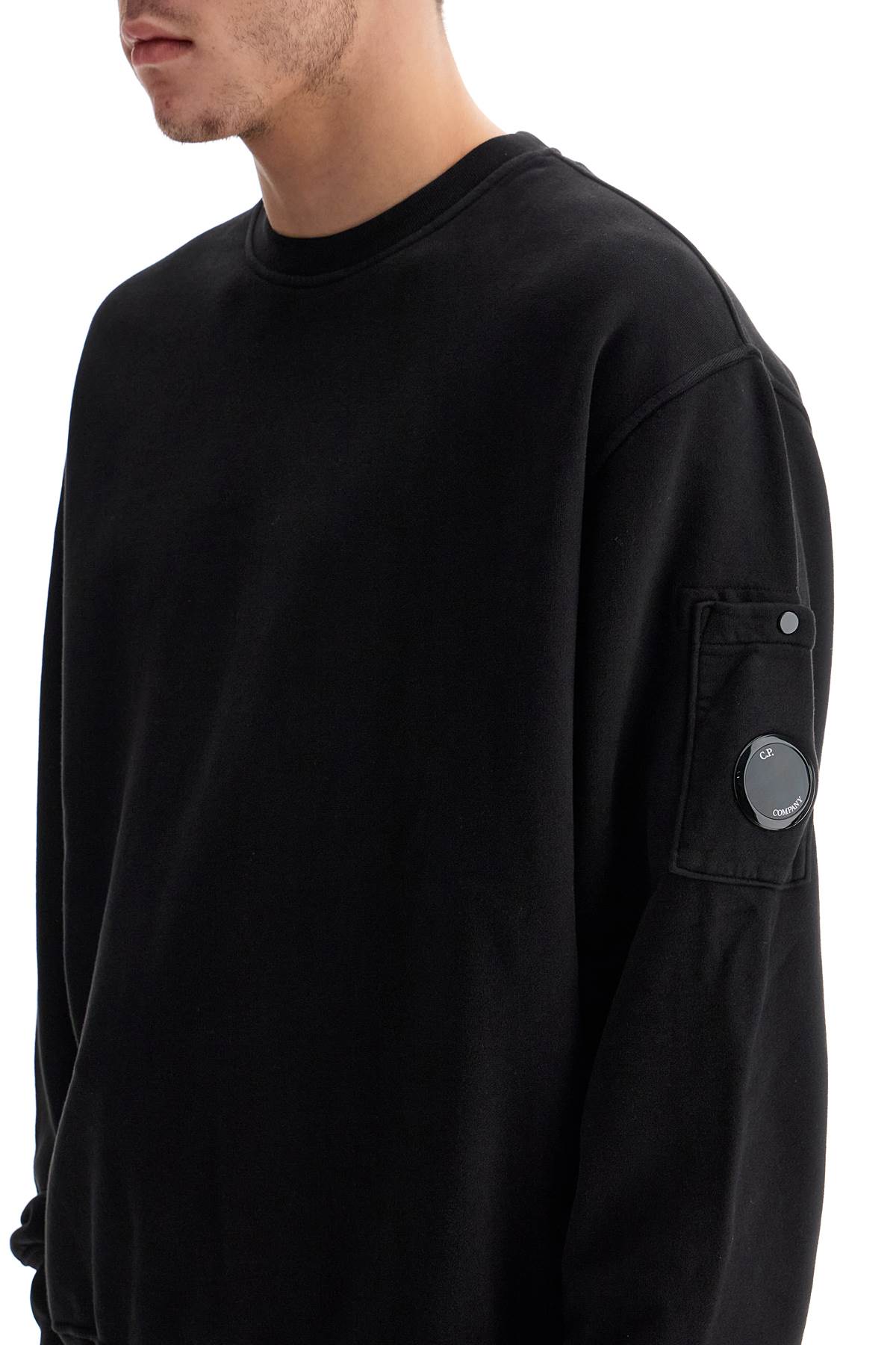 Shop C.p. Company Crewneck Sweatshirt With In Black