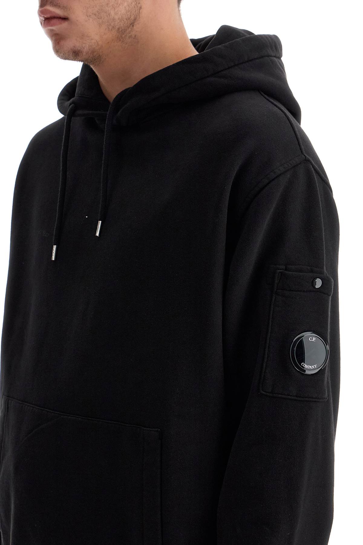 Shop C.p. Company Hooded Sweatshirt With Pocket In Black