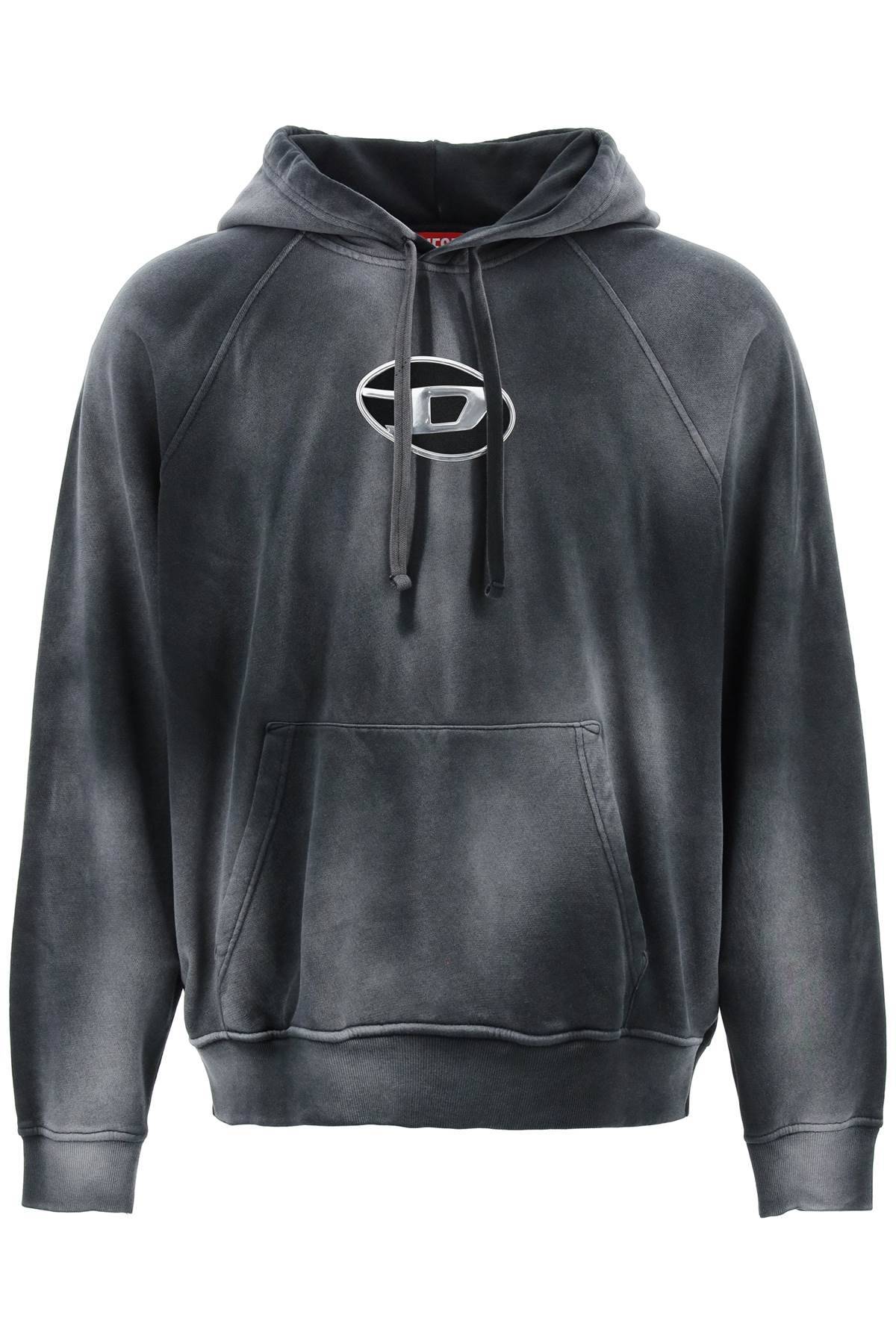 Shop Diesel Hooded Sweatshirt With Oval Logo And D Cut In Black