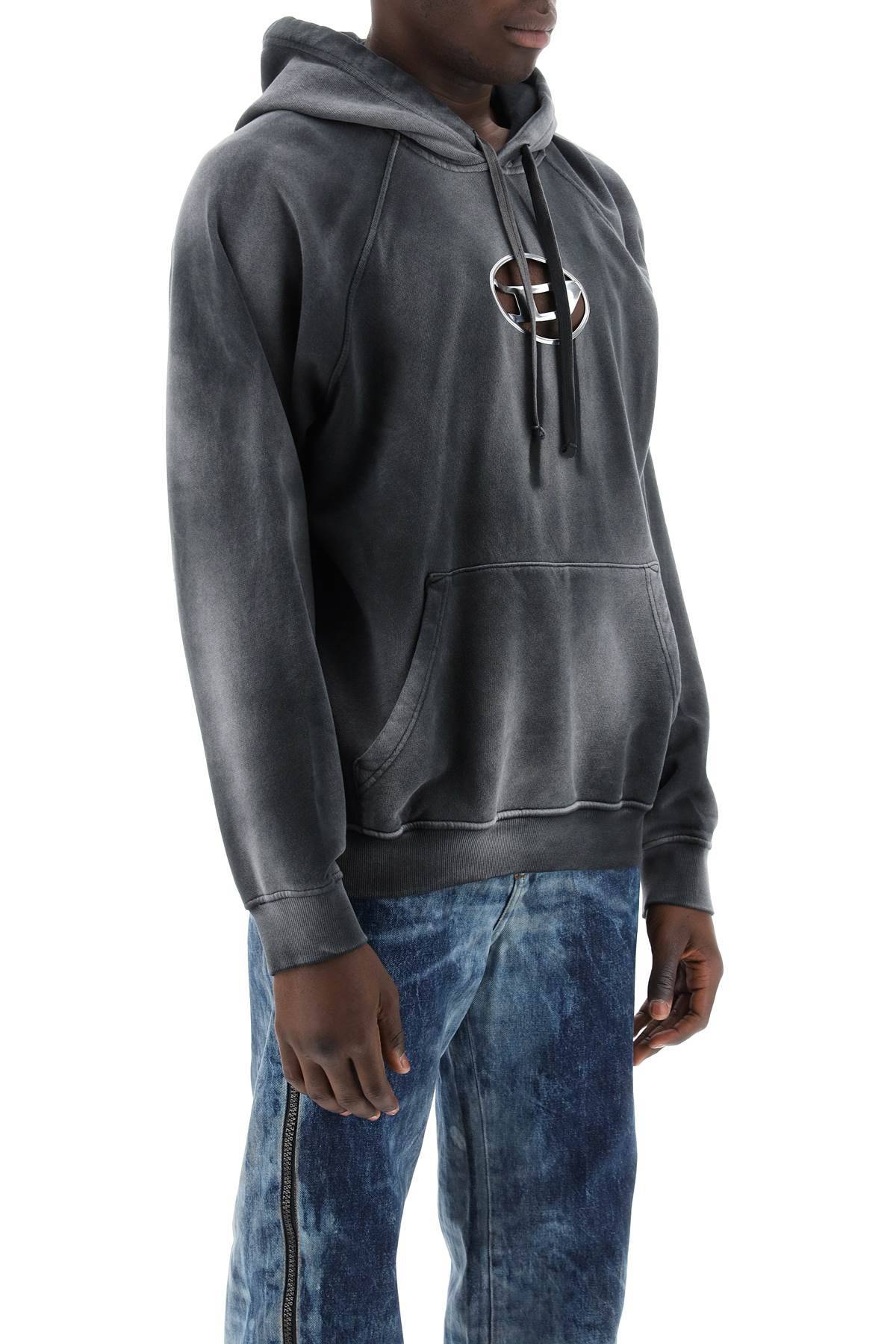 Shop Diesel Hooded Sweatshirt With Oval Logo And D Cut In Black