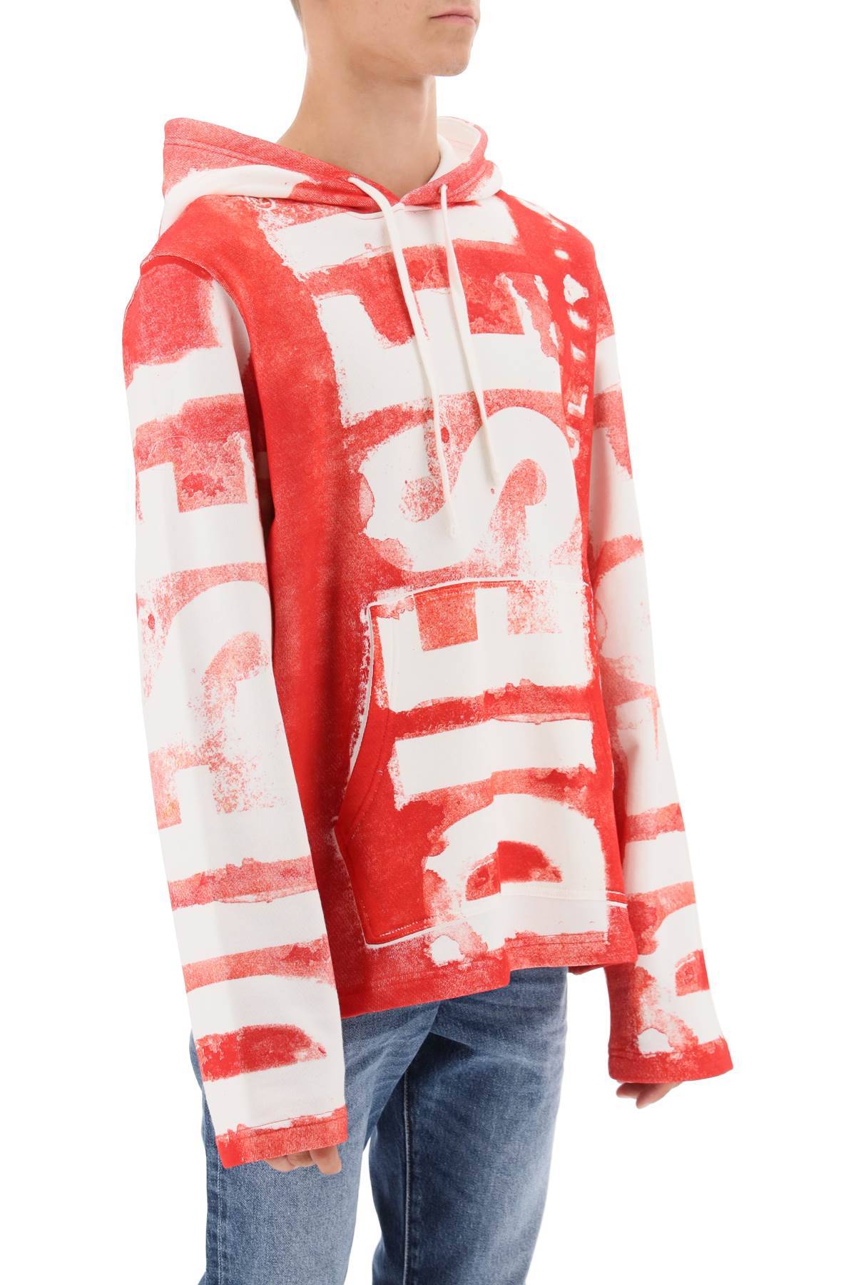 Shop Diesel S-giny Hoodie In White,red