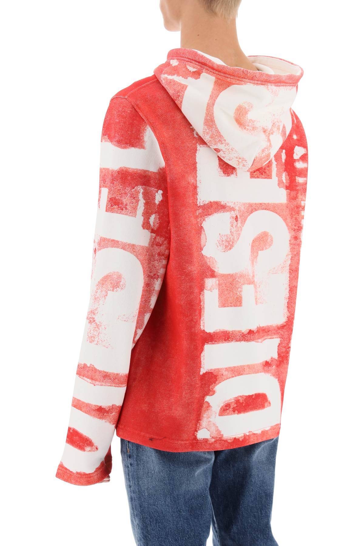 Shop Diesel S-giny Hoodie In White,red