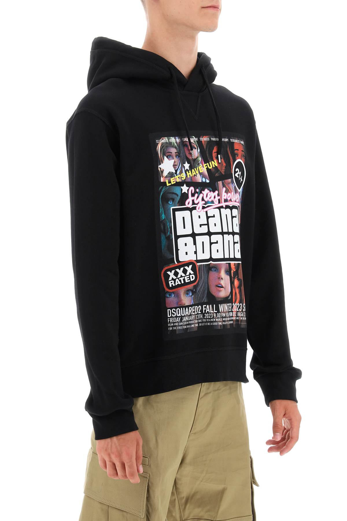 Shop Dsquared2 Cool Fit Hoodie With Print In Black