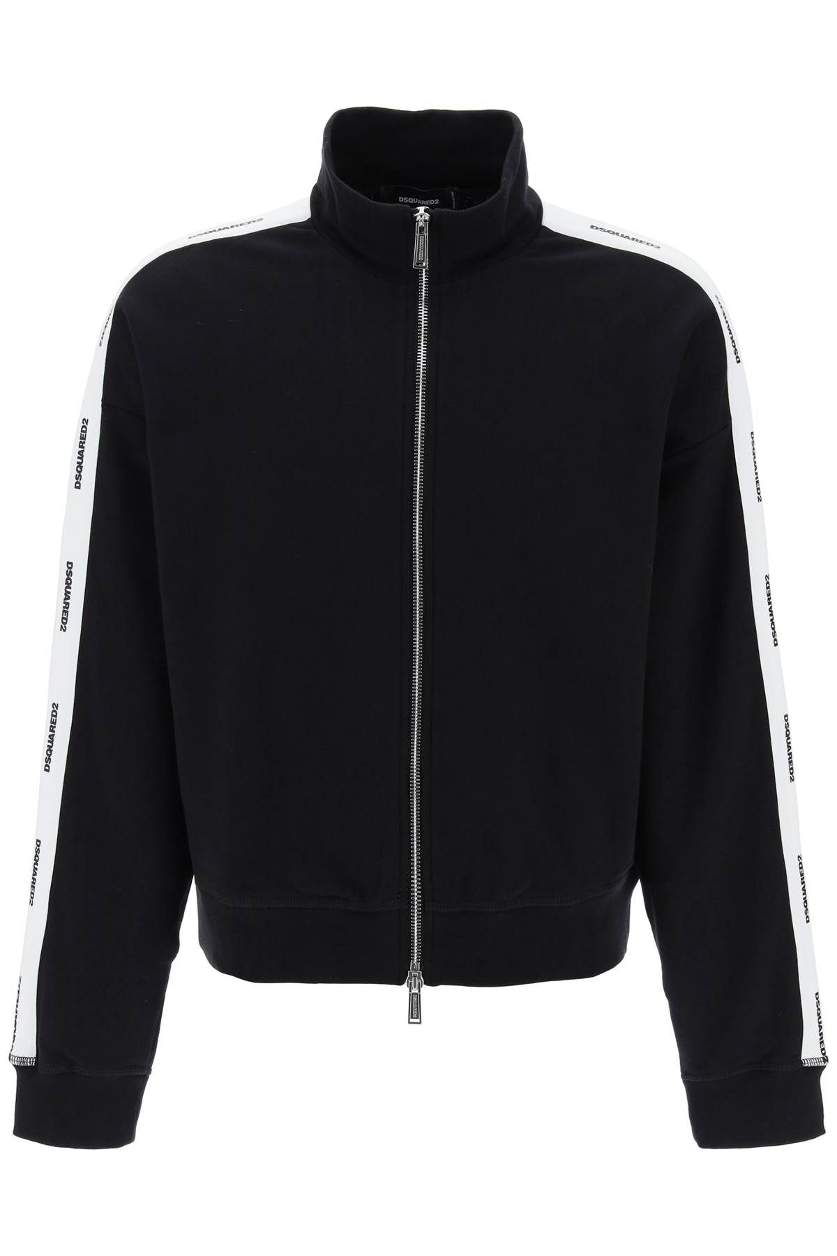 Shop Dsquared2 Zip-up Sweatshirt With Logo Bands In Black