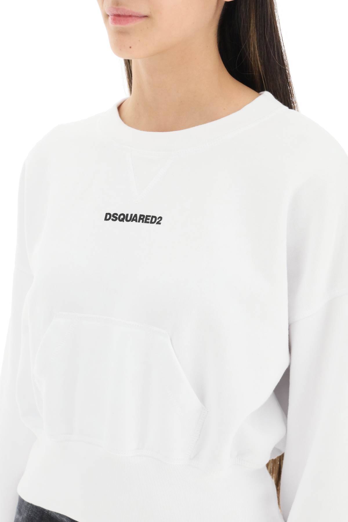 Shop Dsquared2 Cropped Sweatshirt With Logo In White