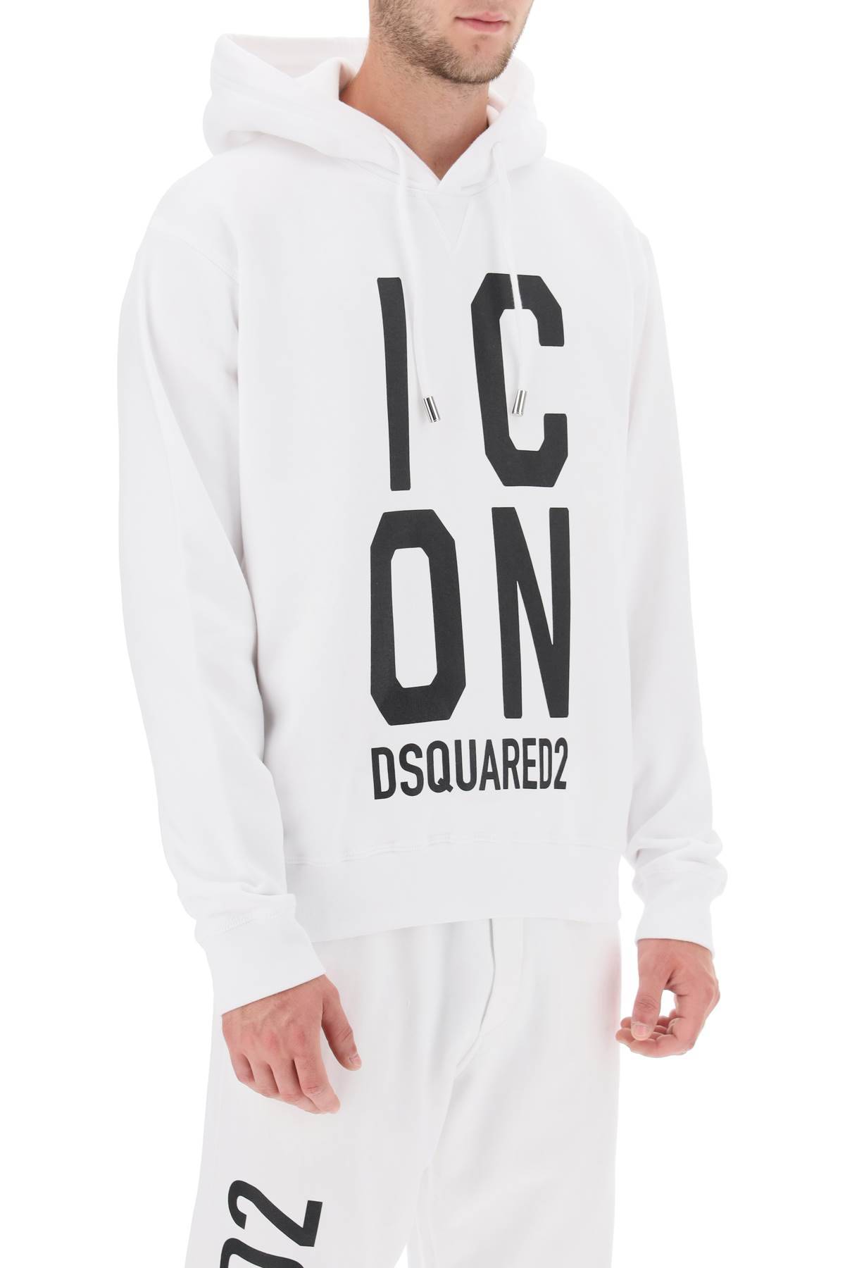 Shop Dsquared2 'icon Squared' Cool Fit Hoodie With Logo Print In White