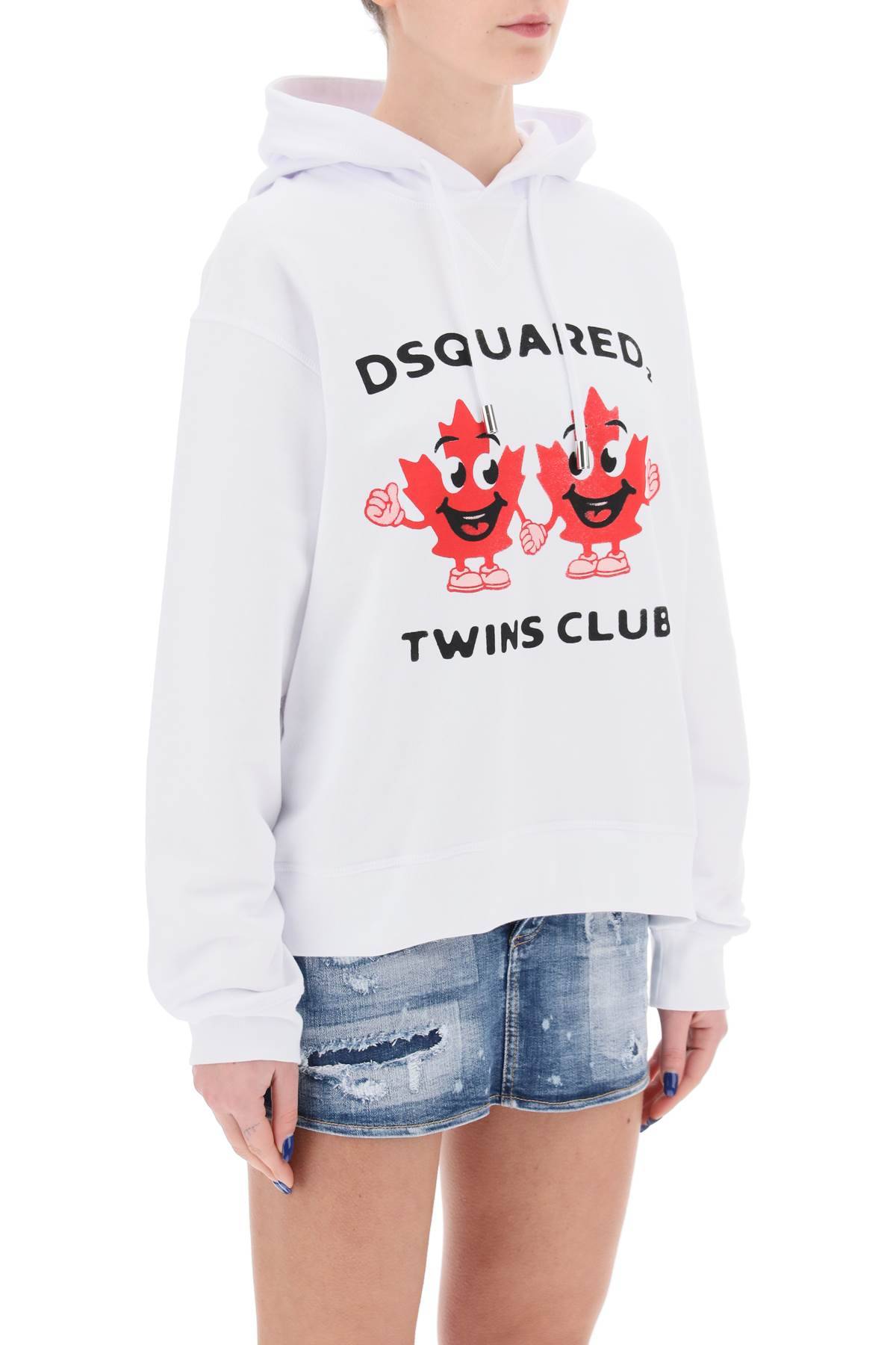Shop Dsquared2 Twins Club Hooded Sweatshirt In White