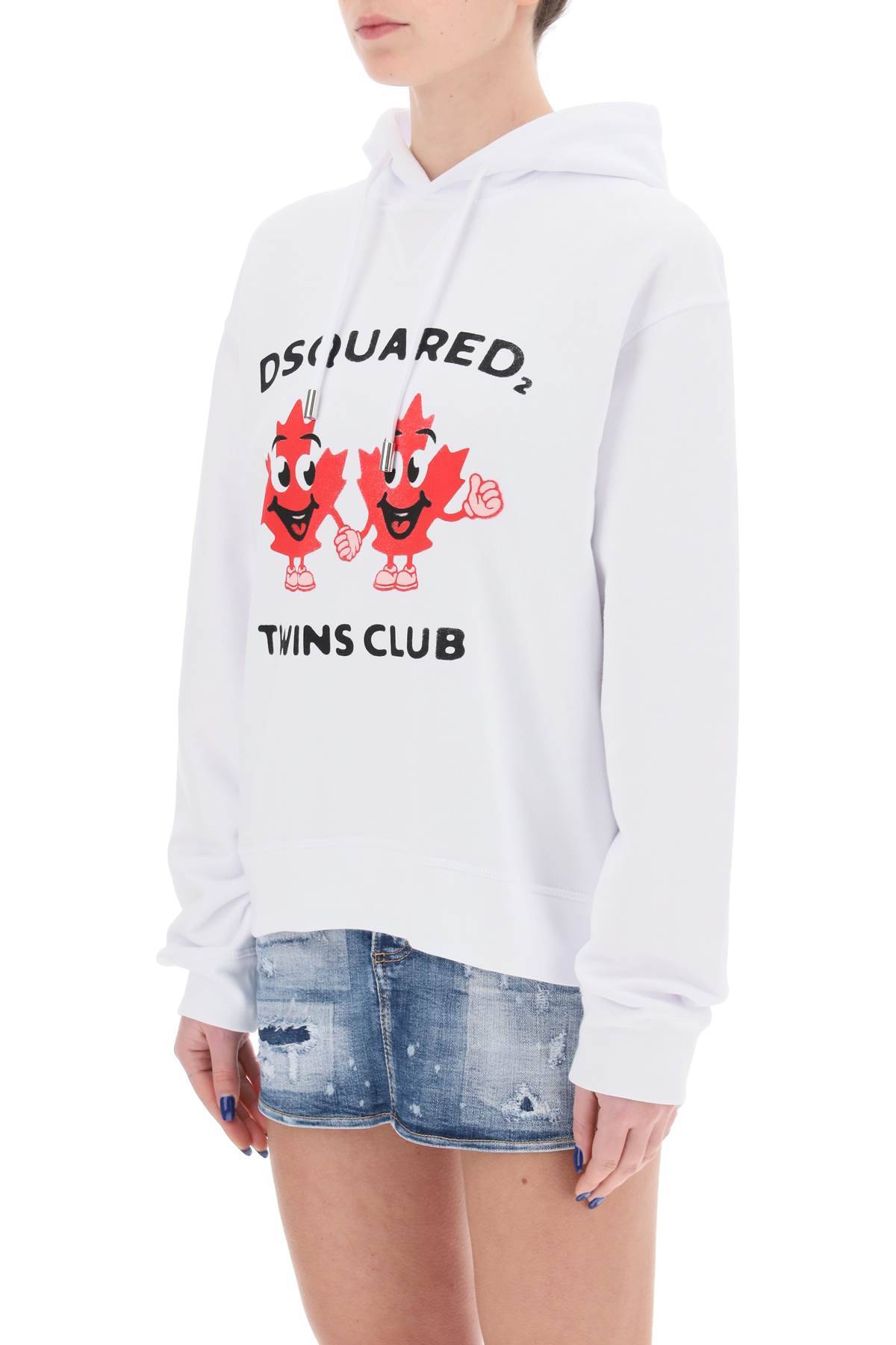 Shop Dsquared2 Twins Club Hooded Sweatshirt In White