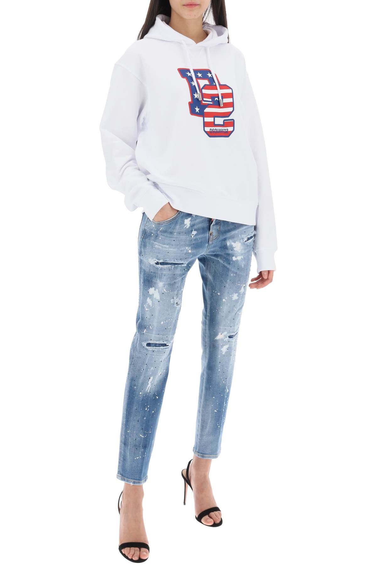 Shop Dsquared2 Cool Fit Hoodie With Graphic Print In White