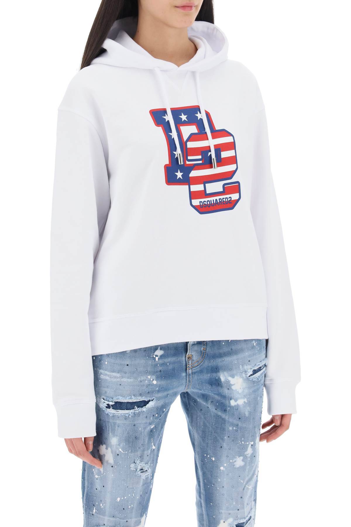 Shop Dsquared2 Cool Fit Hoodie With Graphic Print In White