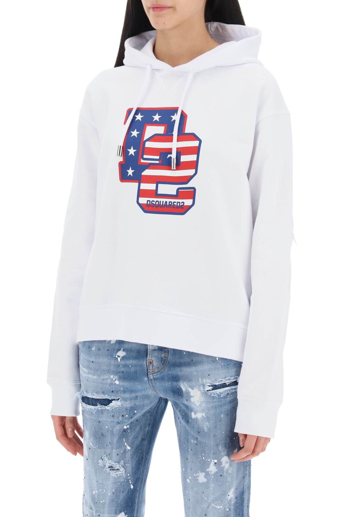 Shop Dsquared2 Cool Fit Hoodie With Graphic Print In White