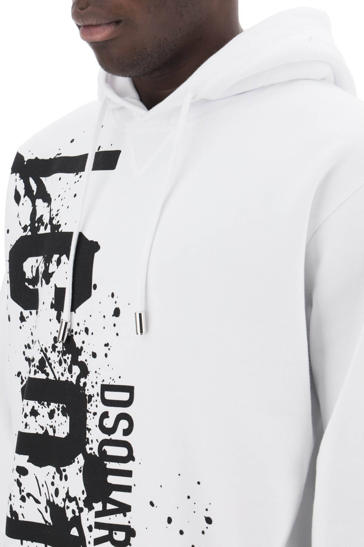 Shop Dsquared2 Cool Fit Hoodie With Icon Splash Print In White
