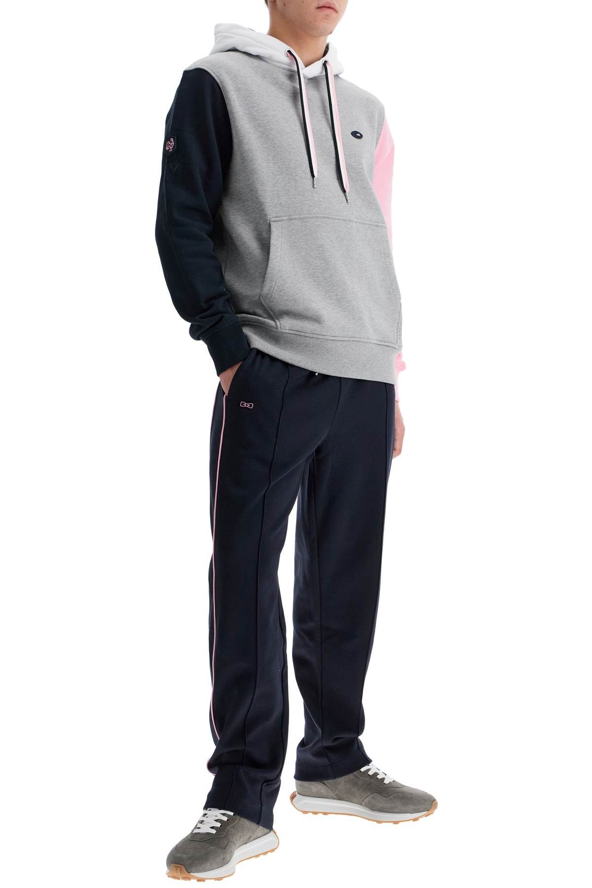 Shop Eden Park Hooded Color Block Sweatshirt In Grey