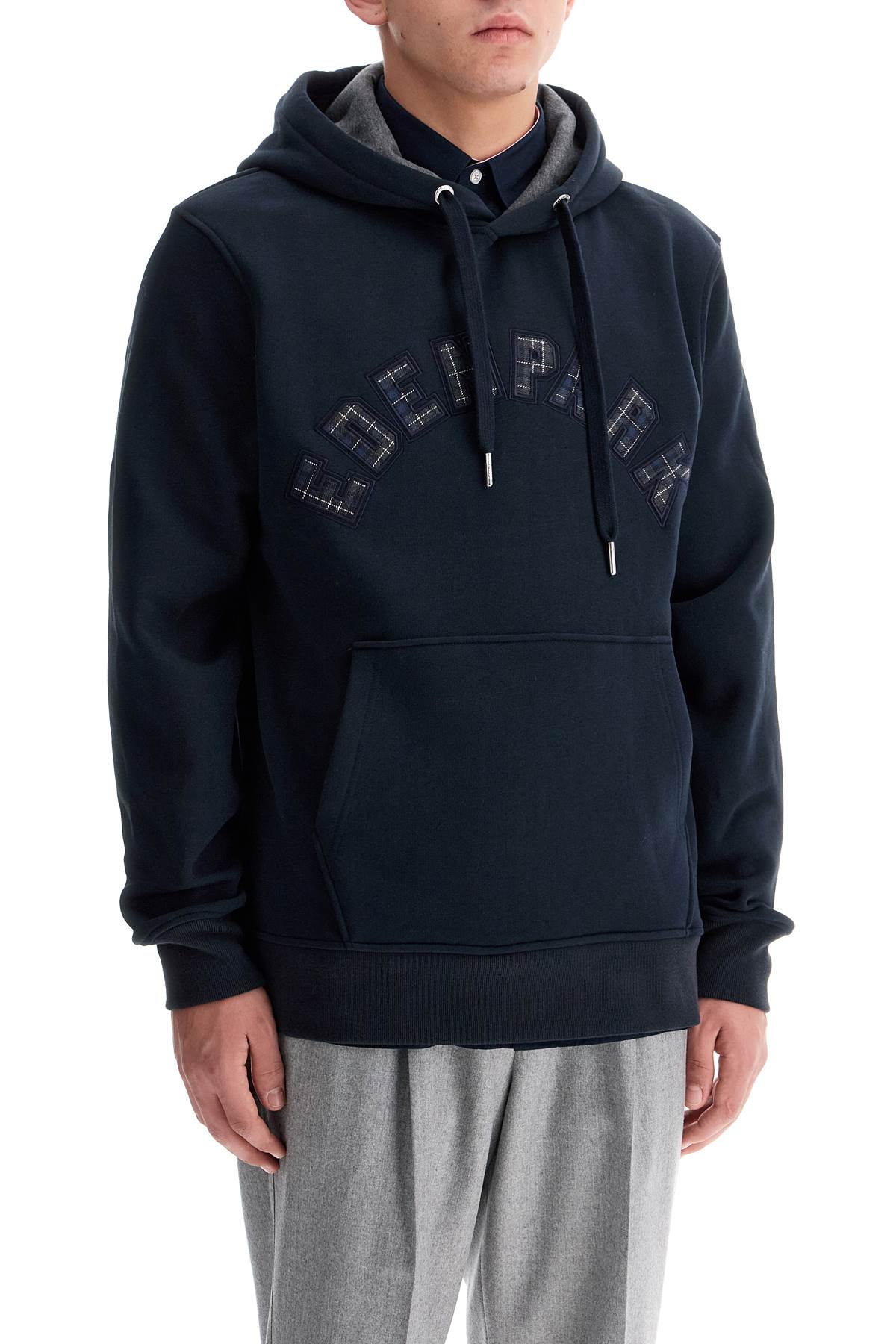 Shop Eden Park Hooded Sweatshirt With Logo Patch In Blue