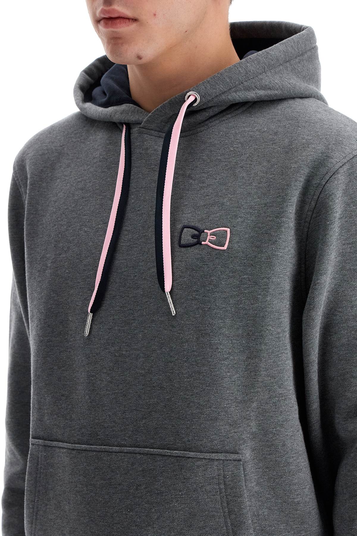 Shop Eden Park Hooded Sweatshirt With Embroidered Logo In Grey