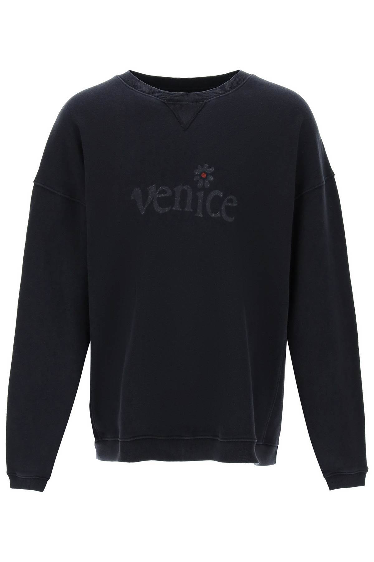 Shop Erl Venice Print Maxi Sweatshirt In Black