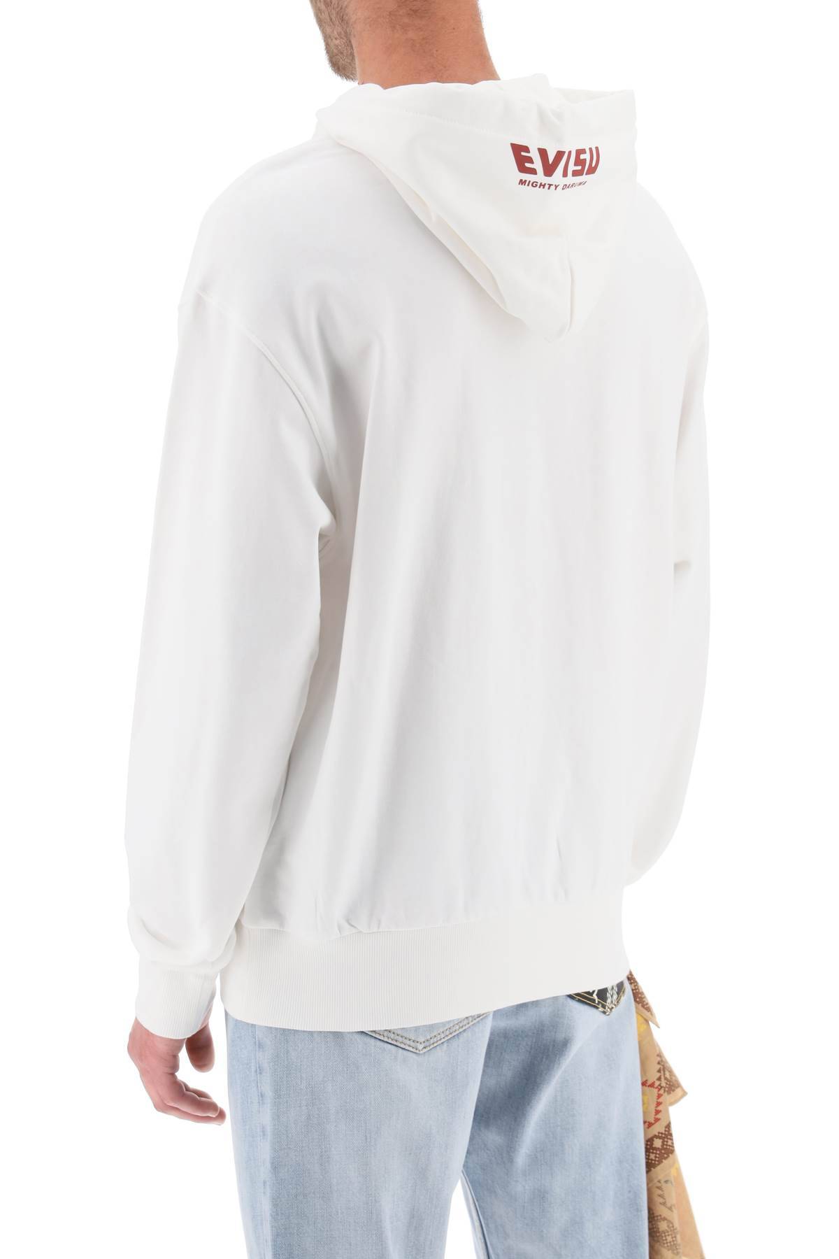 Shop Evisu Hoodie With Embroidery And Print In White