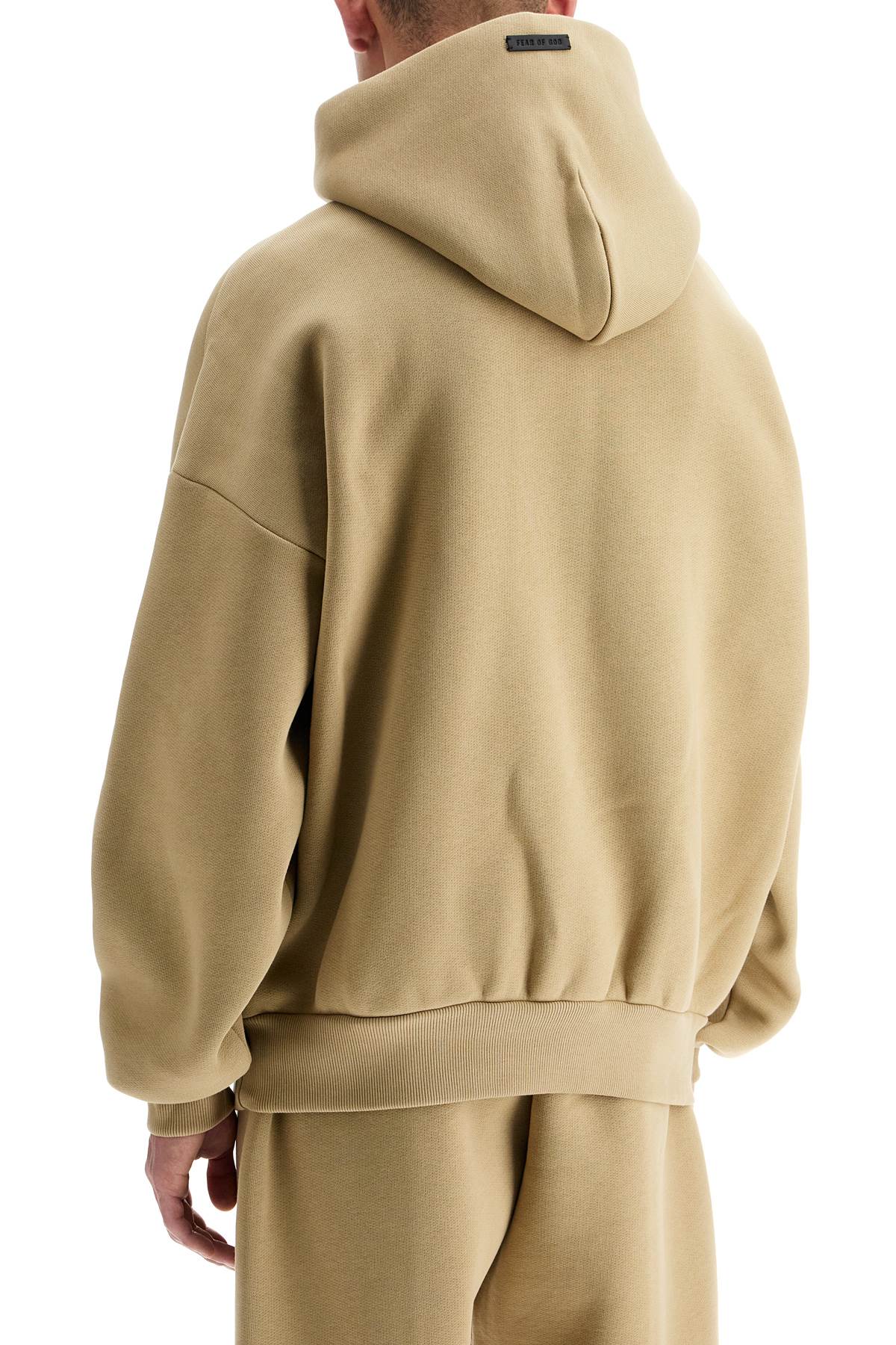 Shop Fear Of God Hooded Sweatshirt With Half Zip In Beige