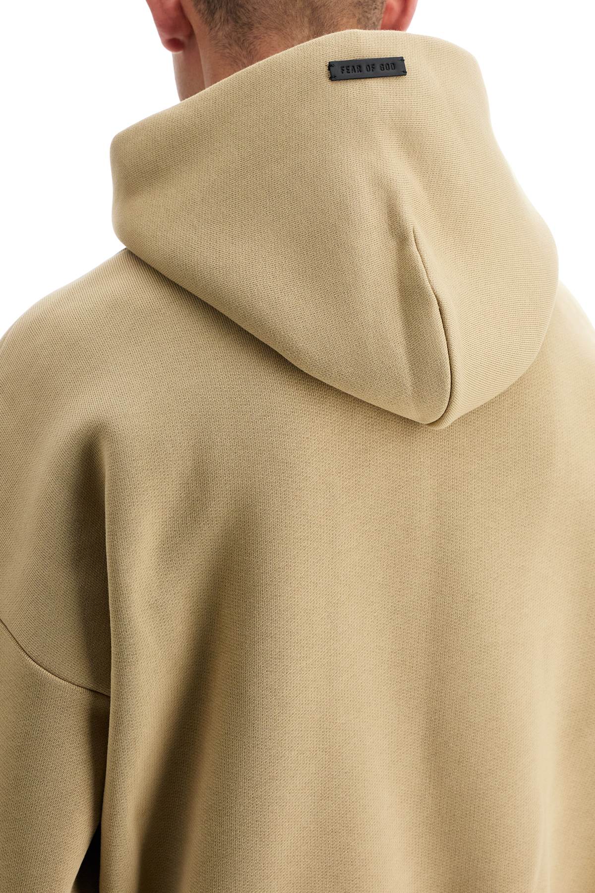 Shop Fear Of God Hooded Sweatshirt With Half Zip In Beige