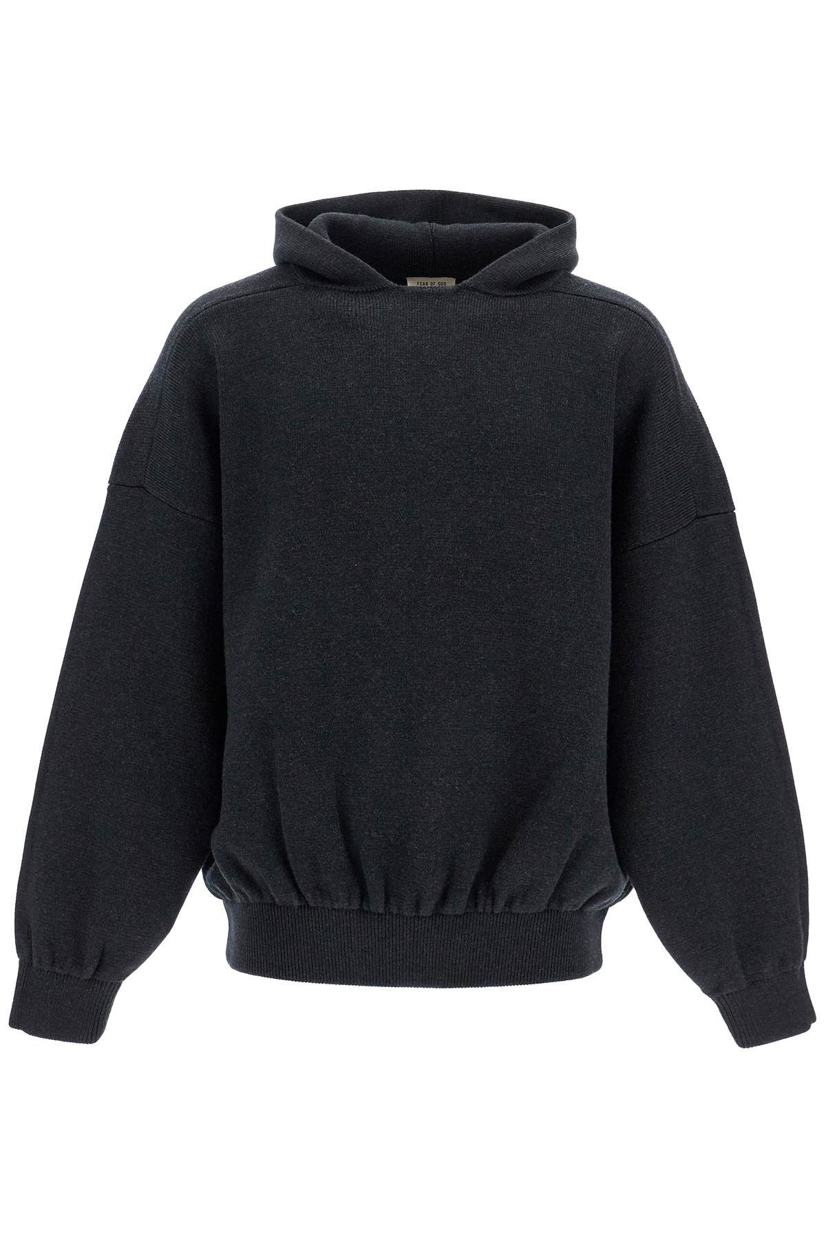 Shop Fear Of God Hooded Knit Sweatshirt With In Grey