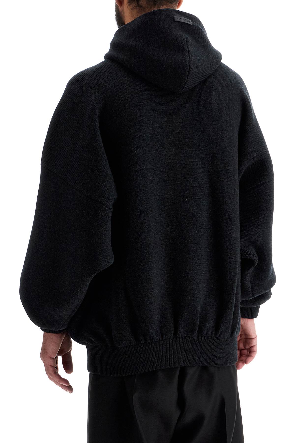 Shop Fear Of God Hooded Knit Sweatshirt With In Grey