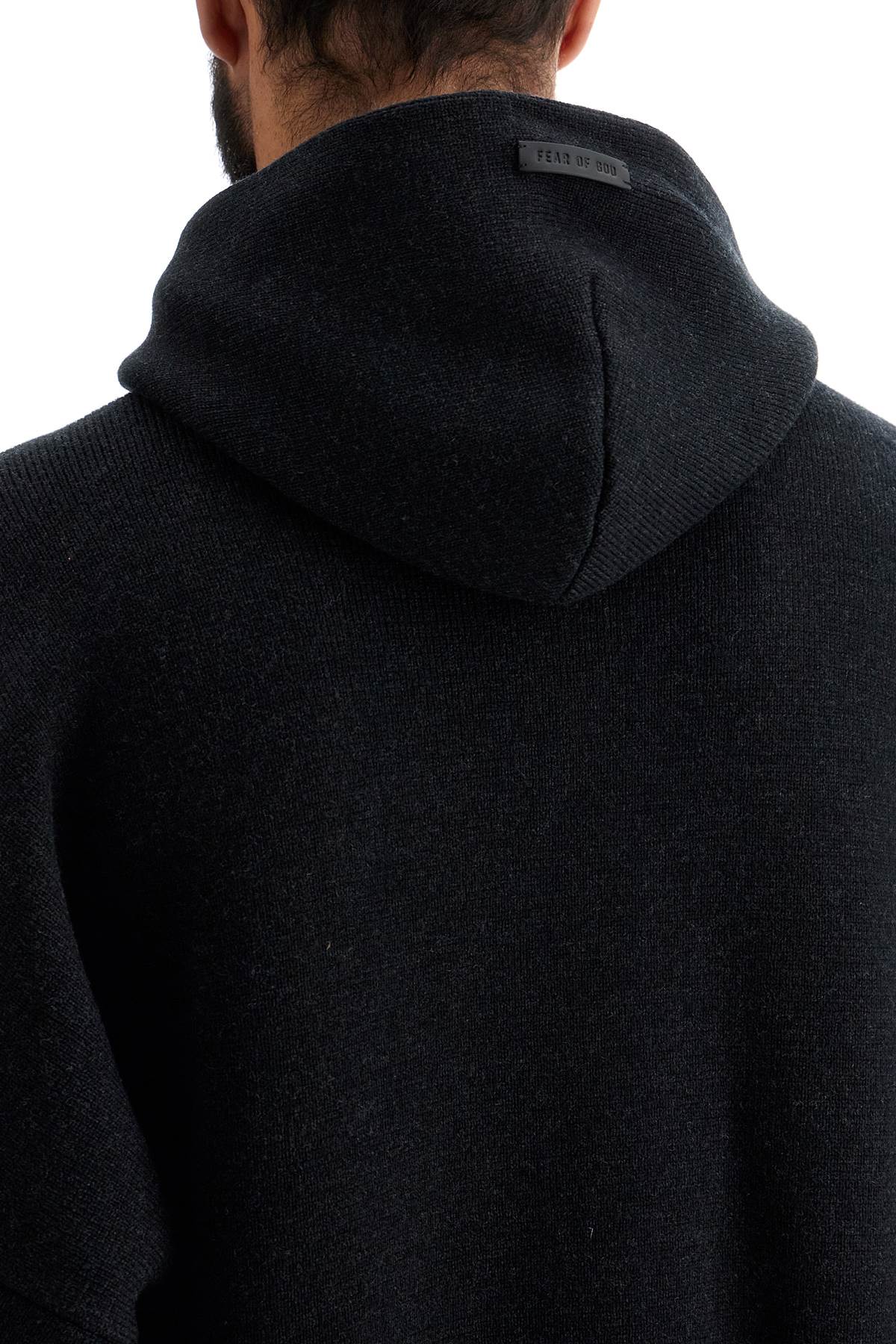 Shop Fear Of God Hooded Knit Sweatshirt With In Grey