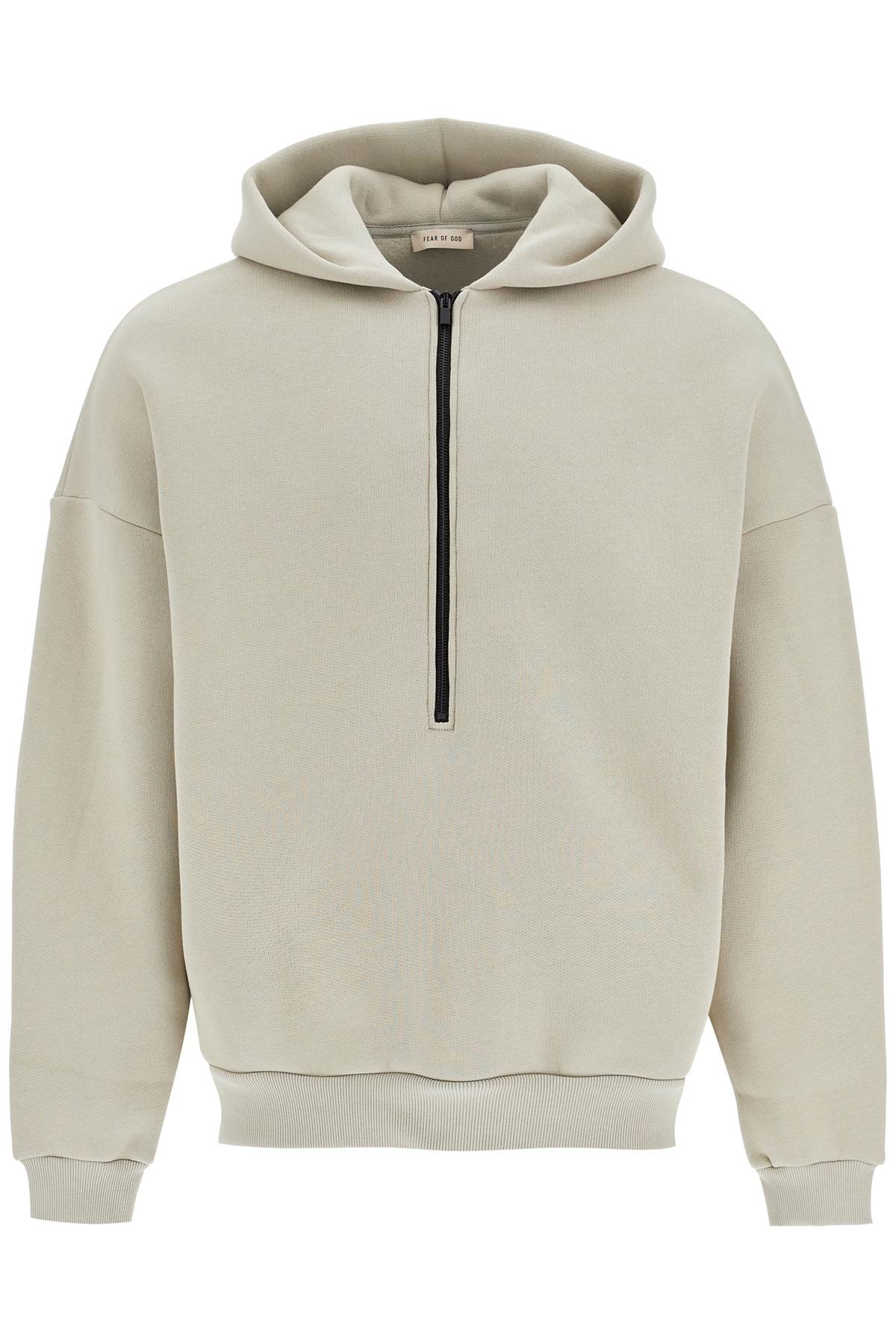 Shop Fear Of God Hooded Sweatshirt With Half Zip In Grey