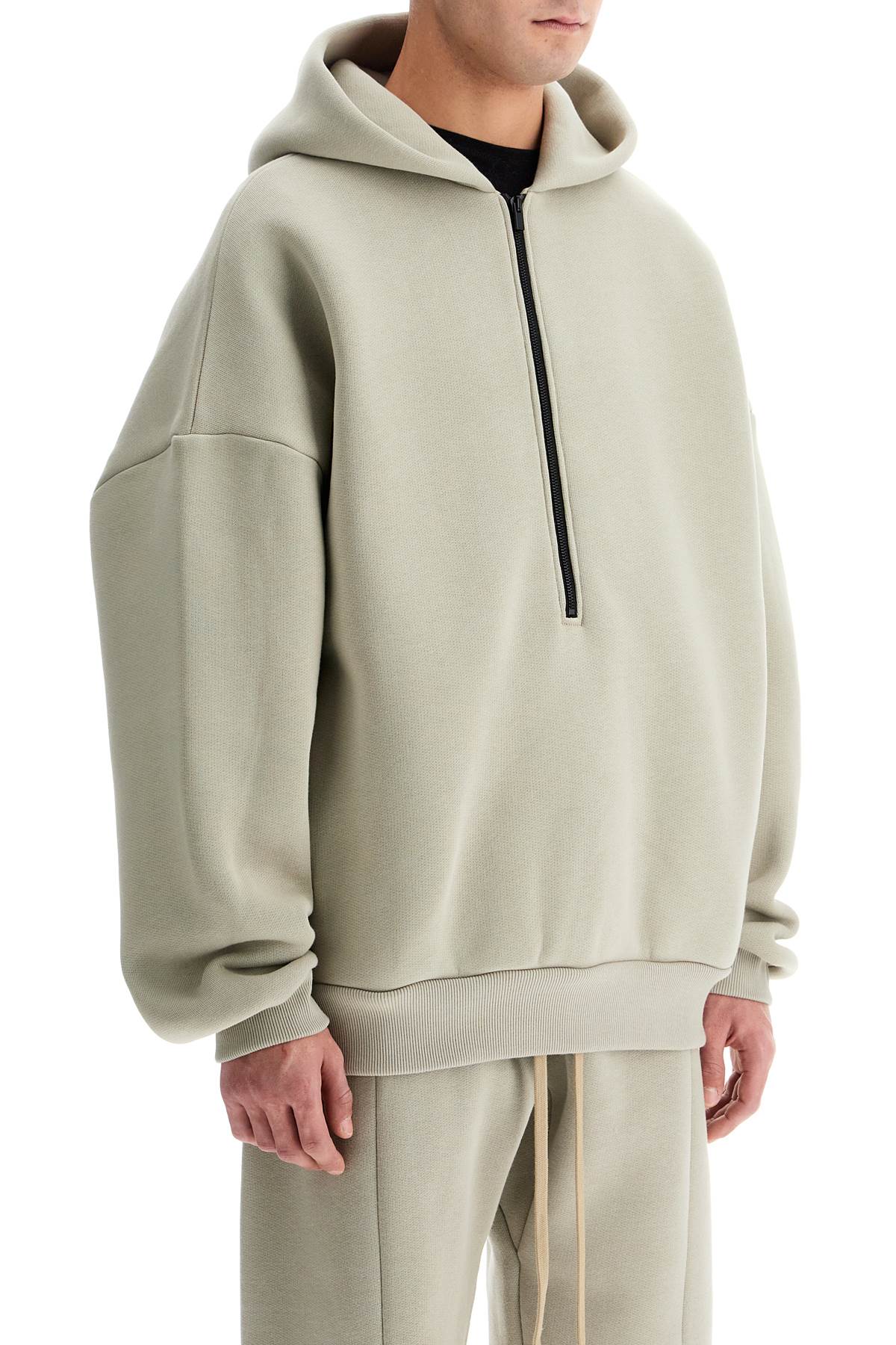 Shop Fear Of God Hooded Sweatshirt With Half Zip In Grey