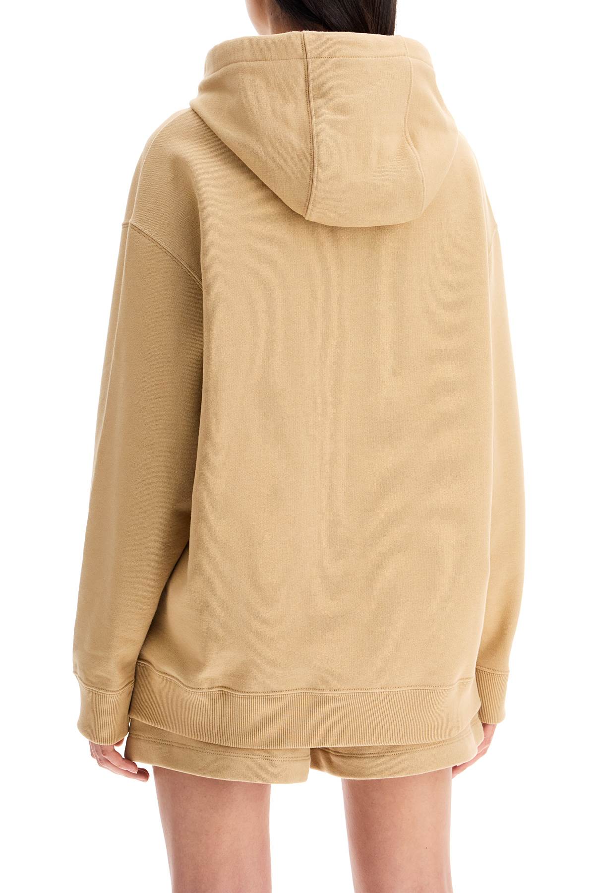 Shop Fendi Oversized Hoodie With Hood In Beige