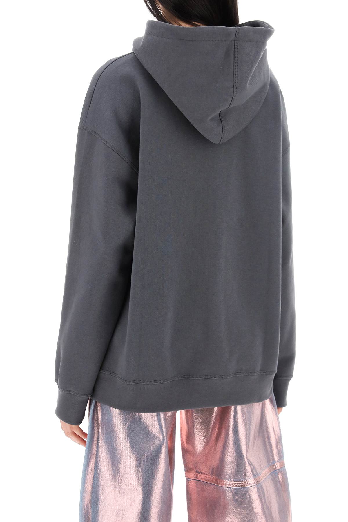 Shop Ganni Hoodie With Isoli Fabric In Grey