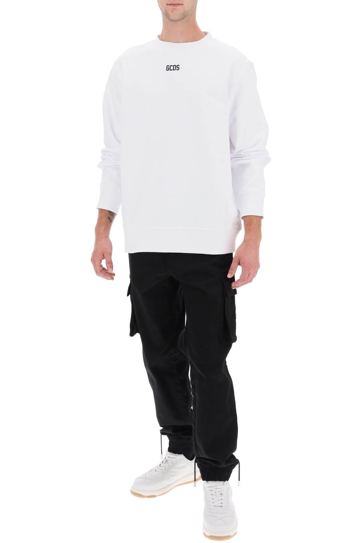 Shop Gcds Crew-neck Sweatshirt With Logo Print In White