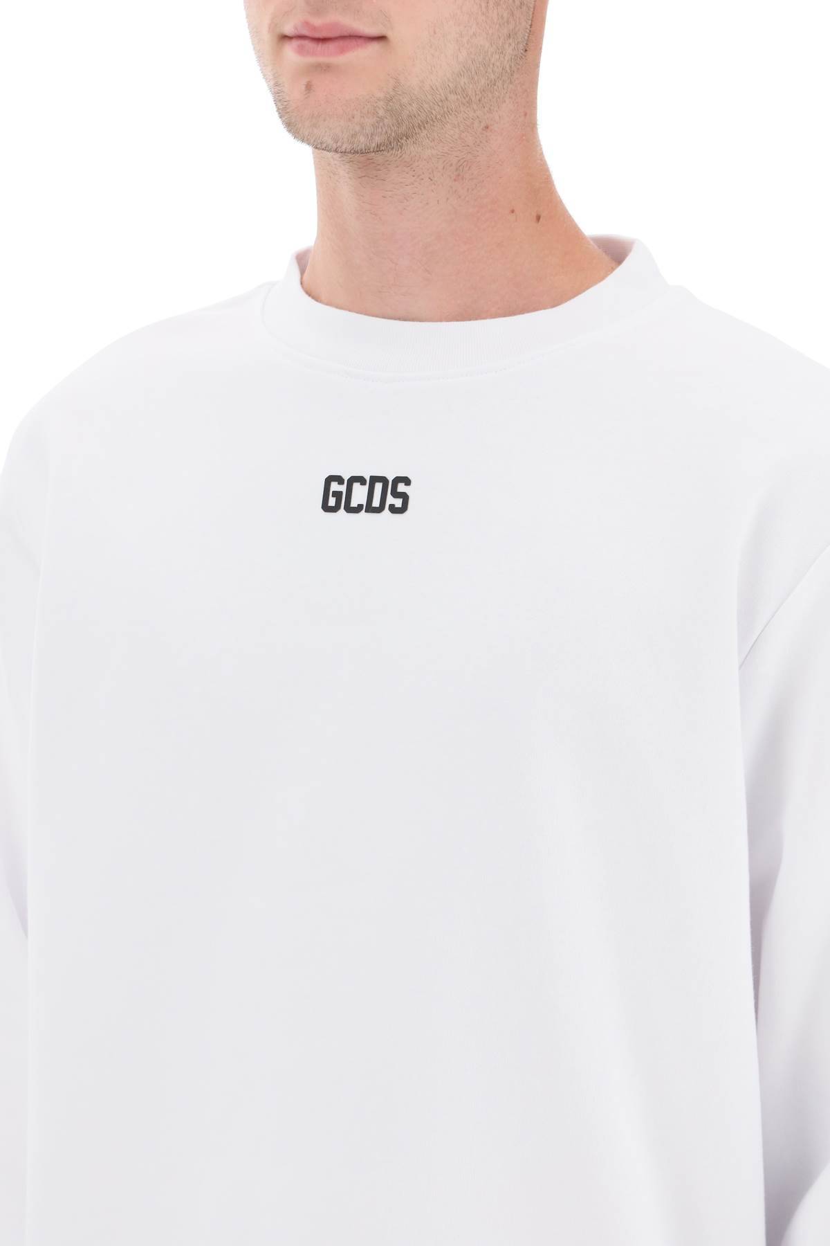 Shop Gcds Crew-neck Sweatshirt With Logo Print In White