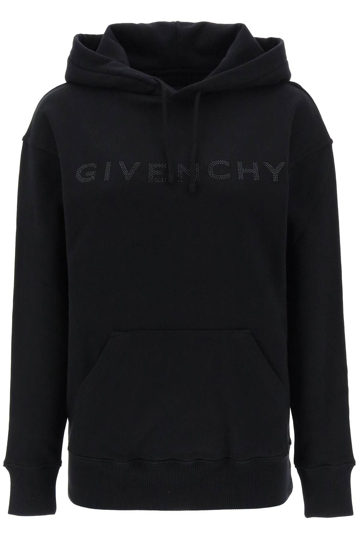 Shop Givenchy Hoodie With Rhinestone-studded Logo In Black