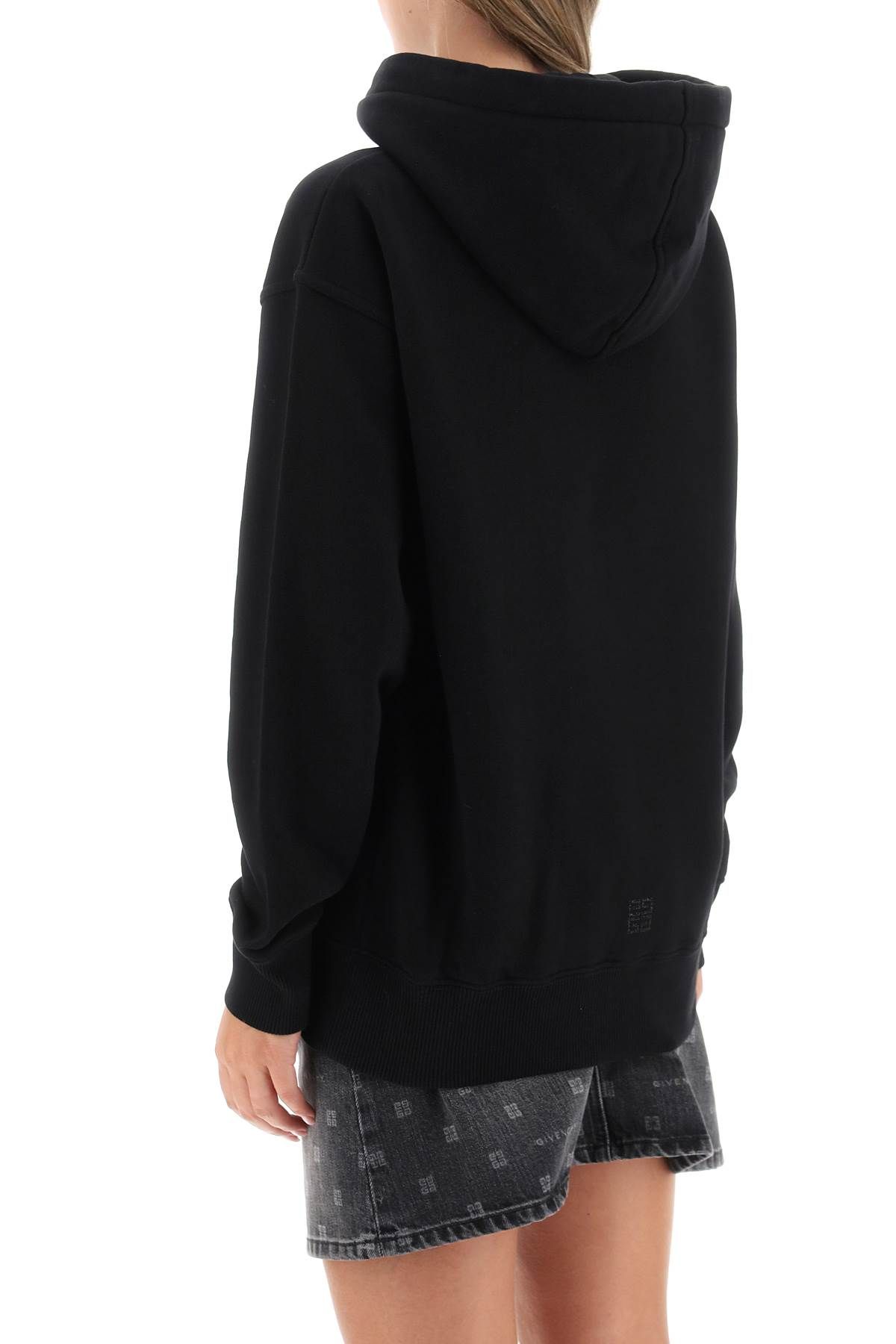 Shop Givenchy Hoodie With Rhinestone-studded Logo In Black