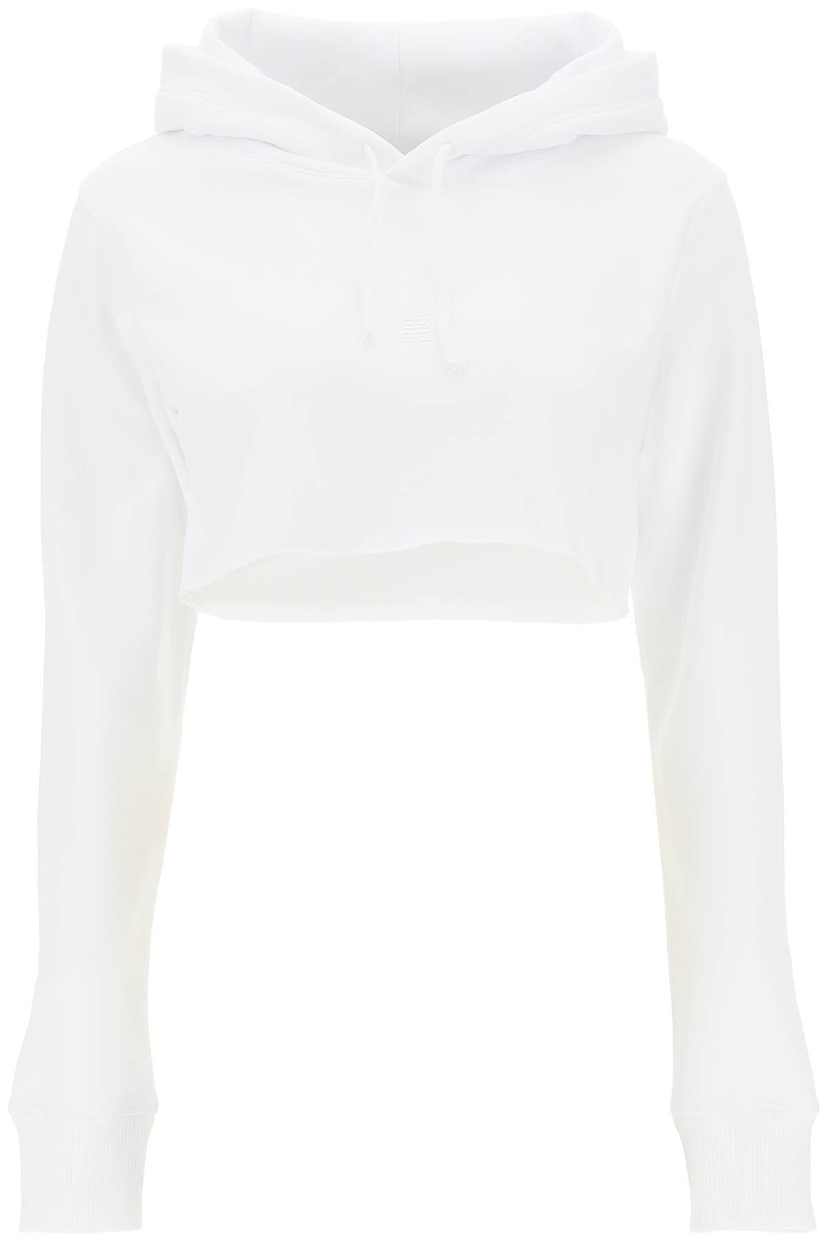 Shop Givenchy Cropped Hoodie With Embroidered Logo In White