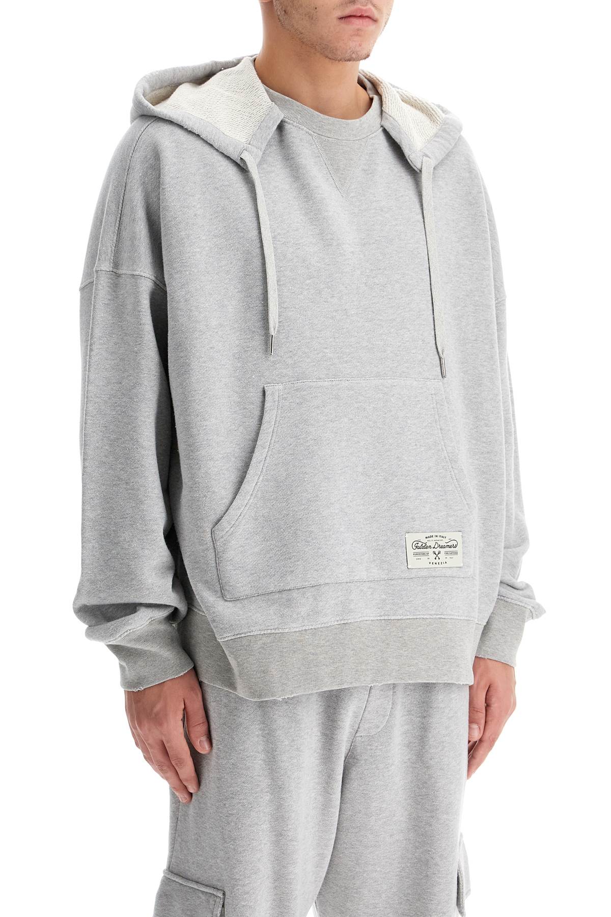 Shop Golden Goose Printed Hoodie With Hood In Grey