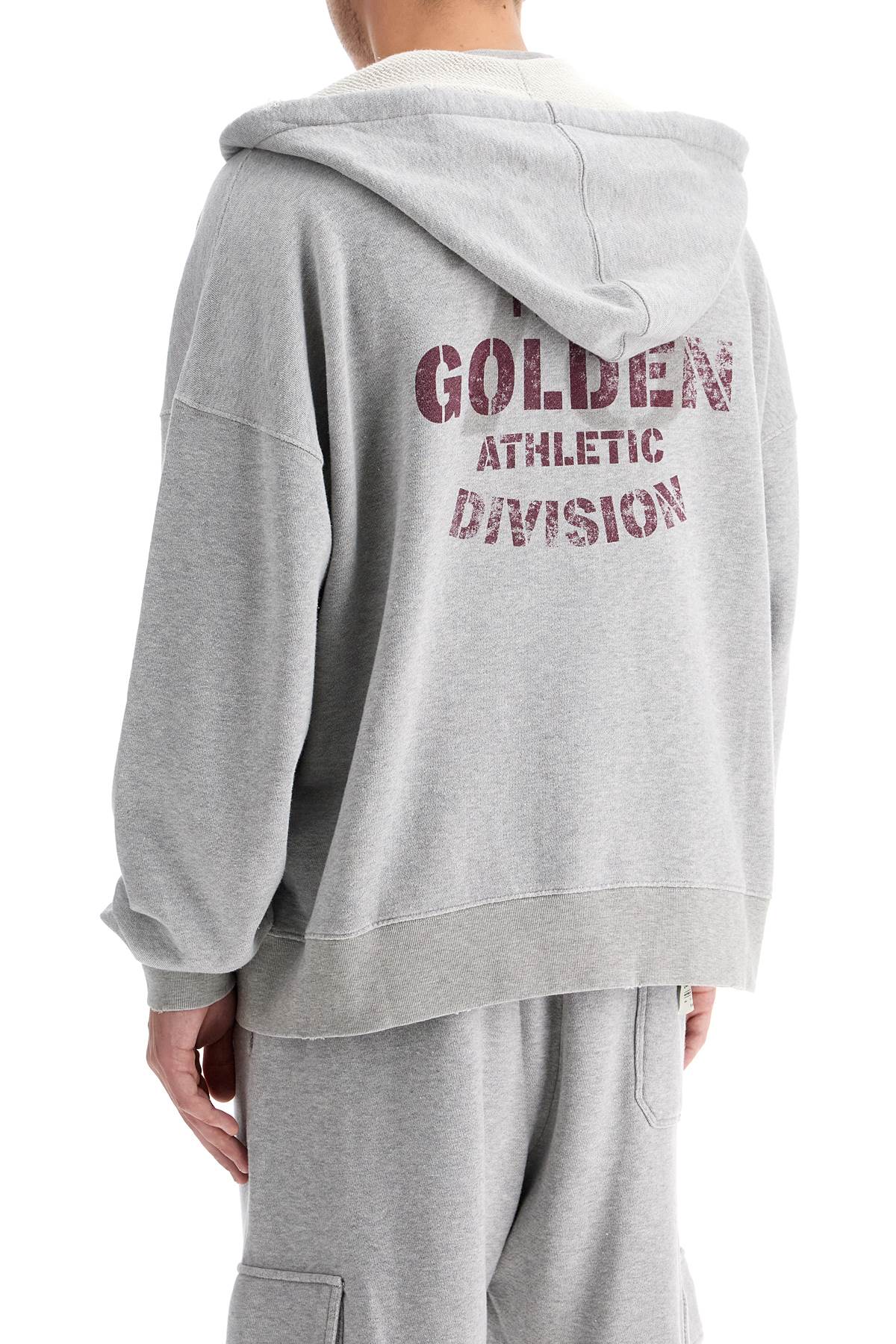 Shop Golden Goose Printed Hoodie With Hood In Grey