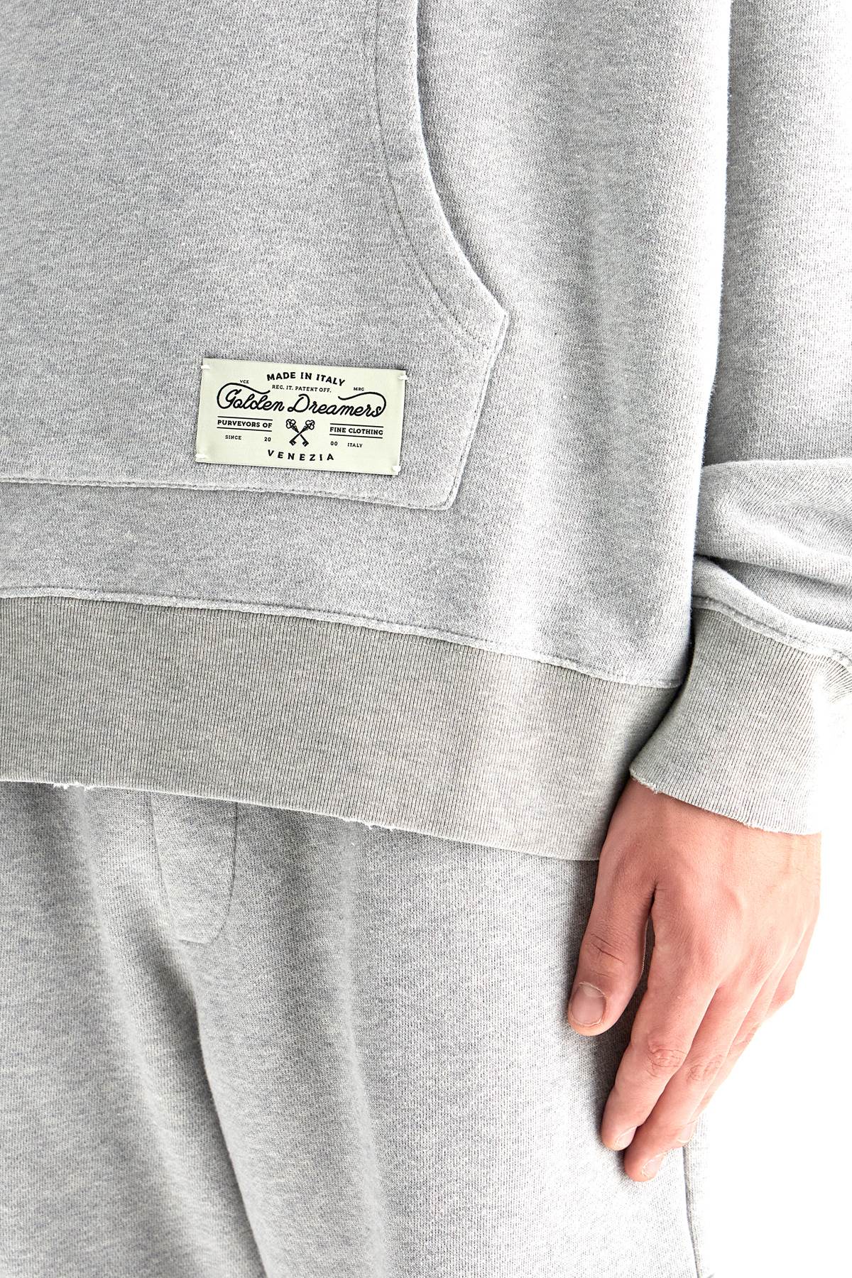 Shop Golden Goose Printed Hoodie With Hood In Grey