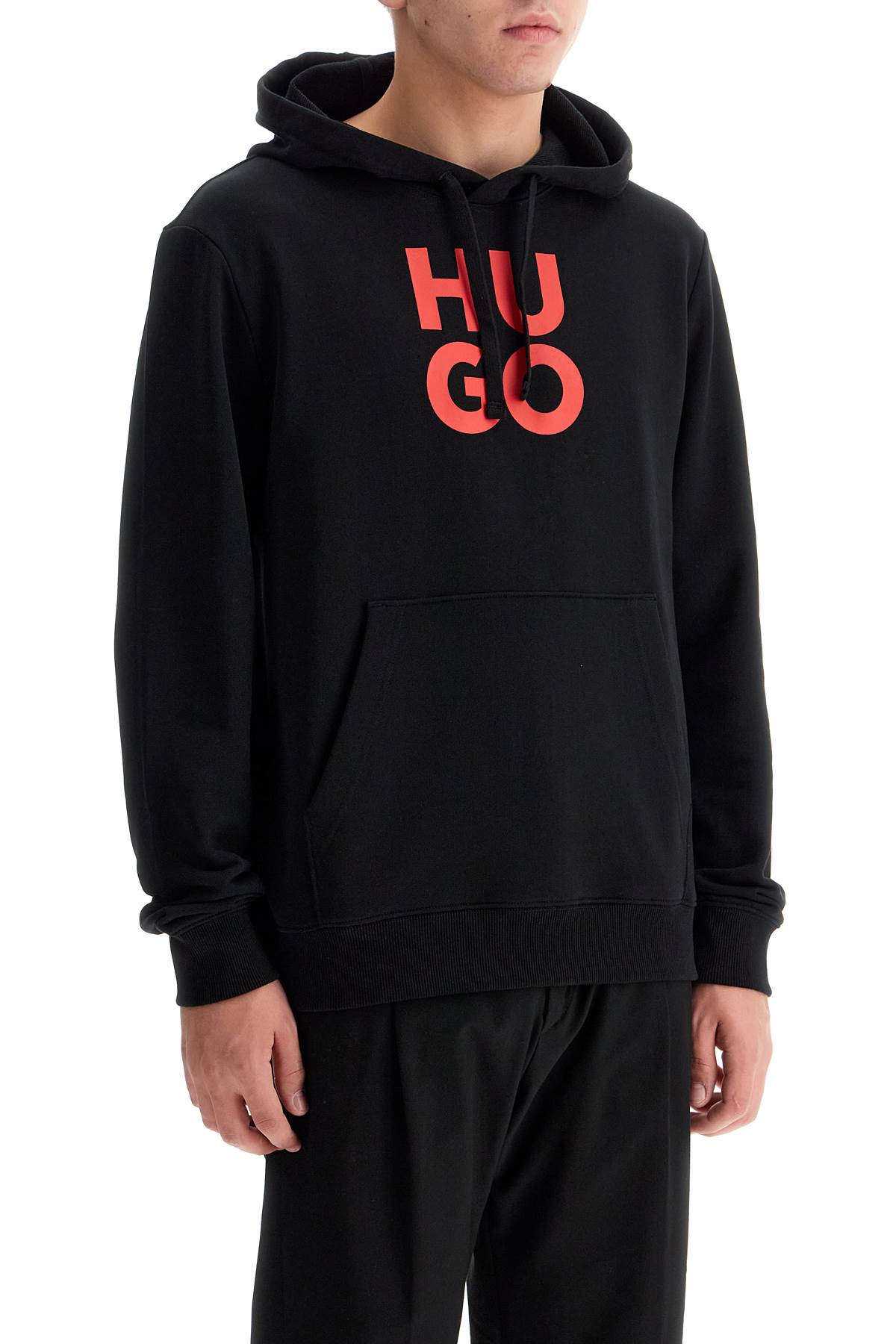 Shop Hugo Hooded Sweatshirt With In Black