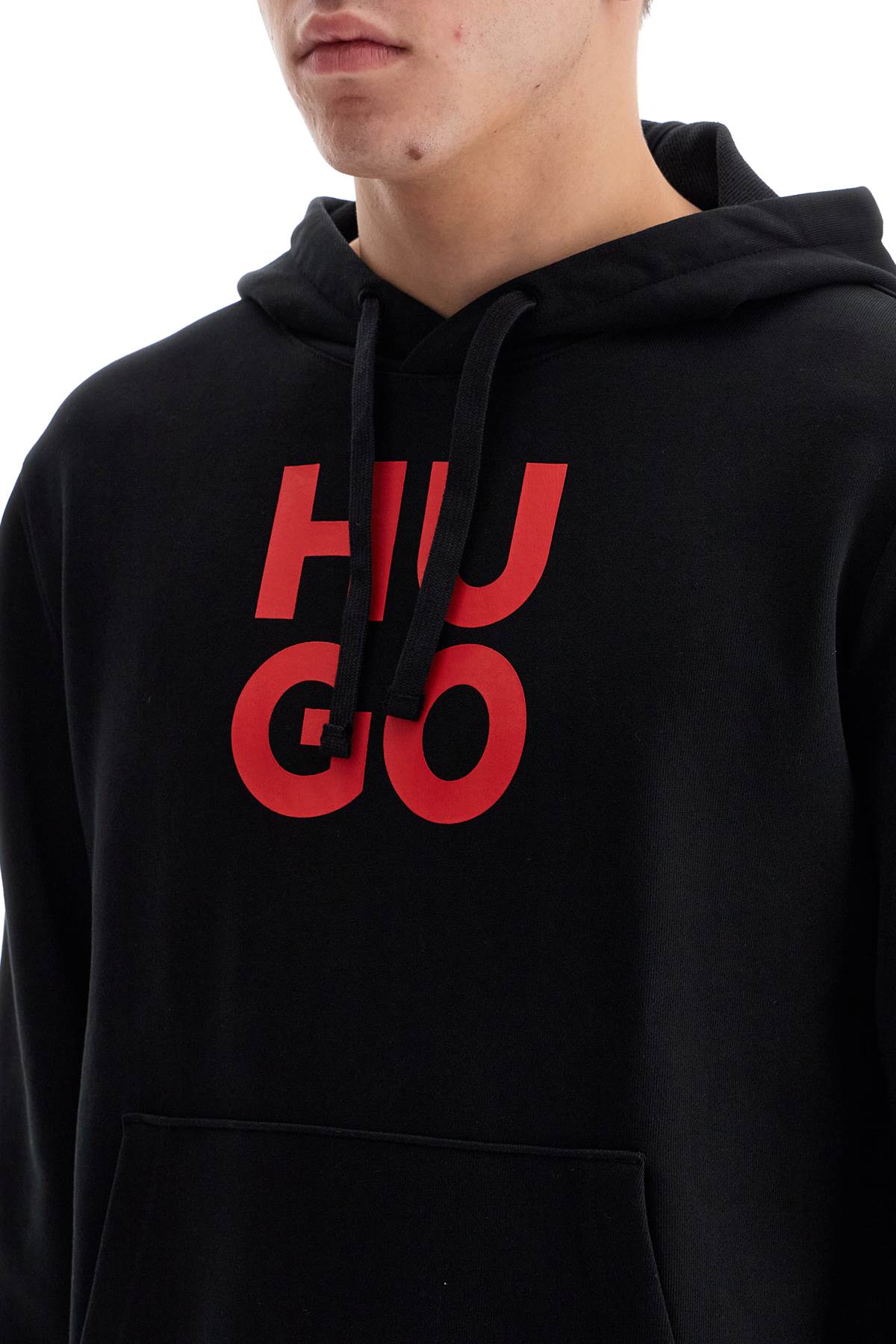 Shop Hugo Hooded Sweatshirt With In Black