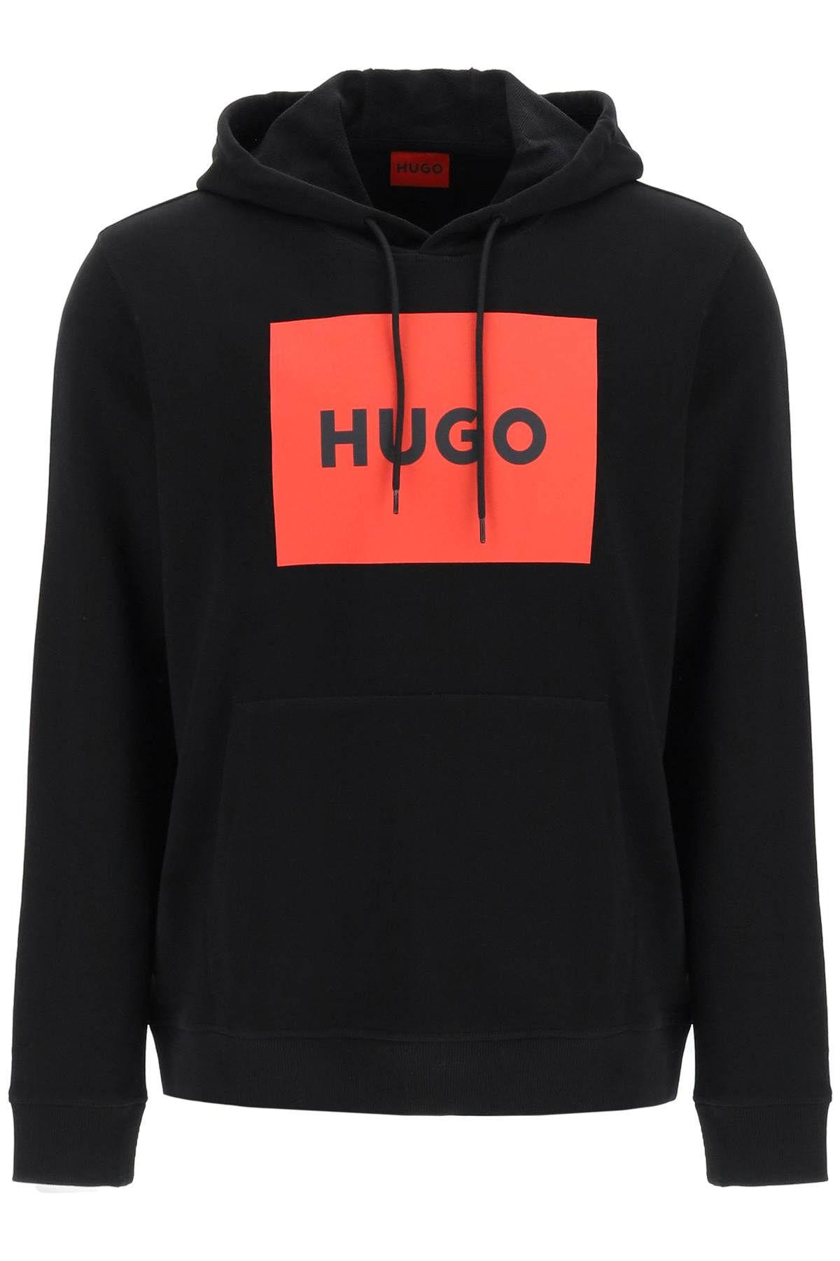 Shop Hugo Logo Graphic Hoodie In Black